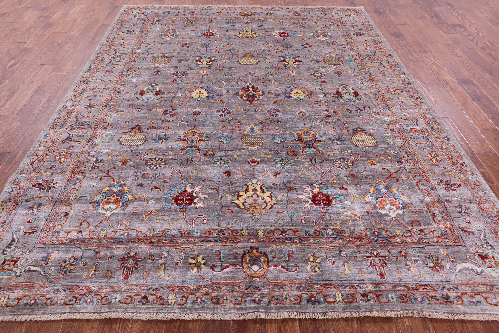 Grey Peshawar Hand Knotted Wool Rug - 8' 3" X 10' 0" - Golden Nile
