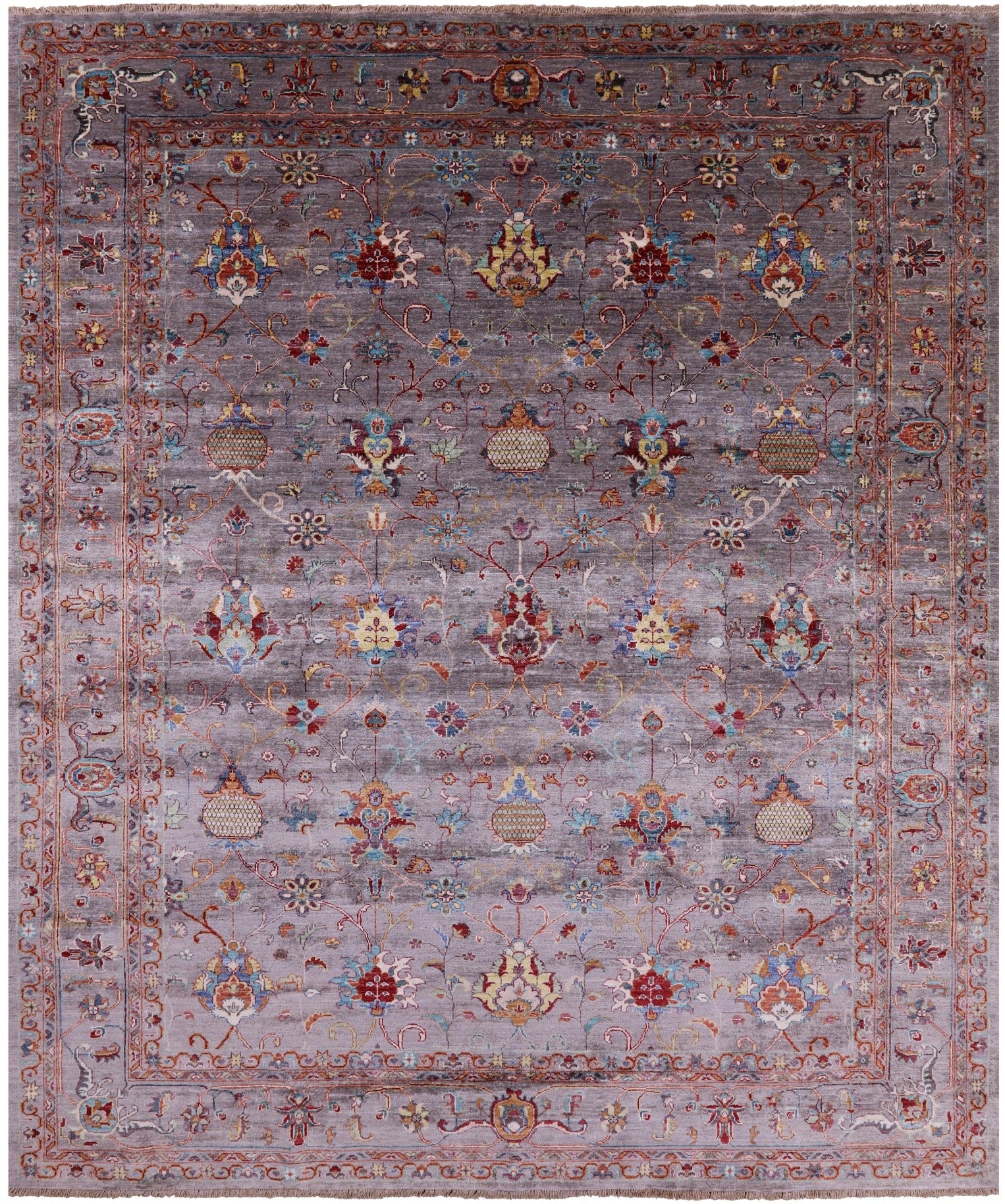 Grey Peshawar Hand Knotted Wool Rug - 8' 3" X 10' 0" - Golden Nile