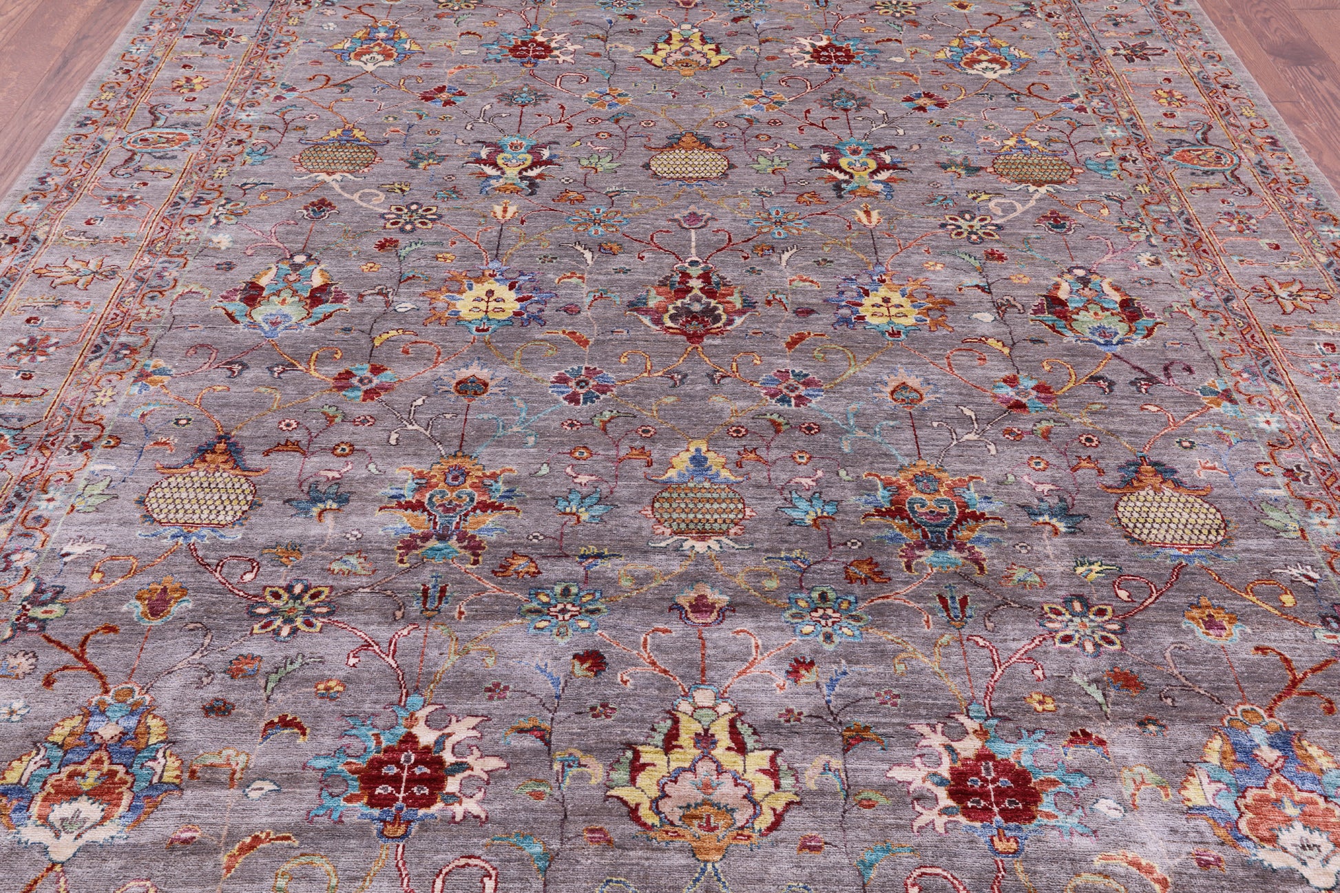 Grey Peshawar Hand Knotted Wool Rug - 8' 3" X 10' 0" - Golden Nile