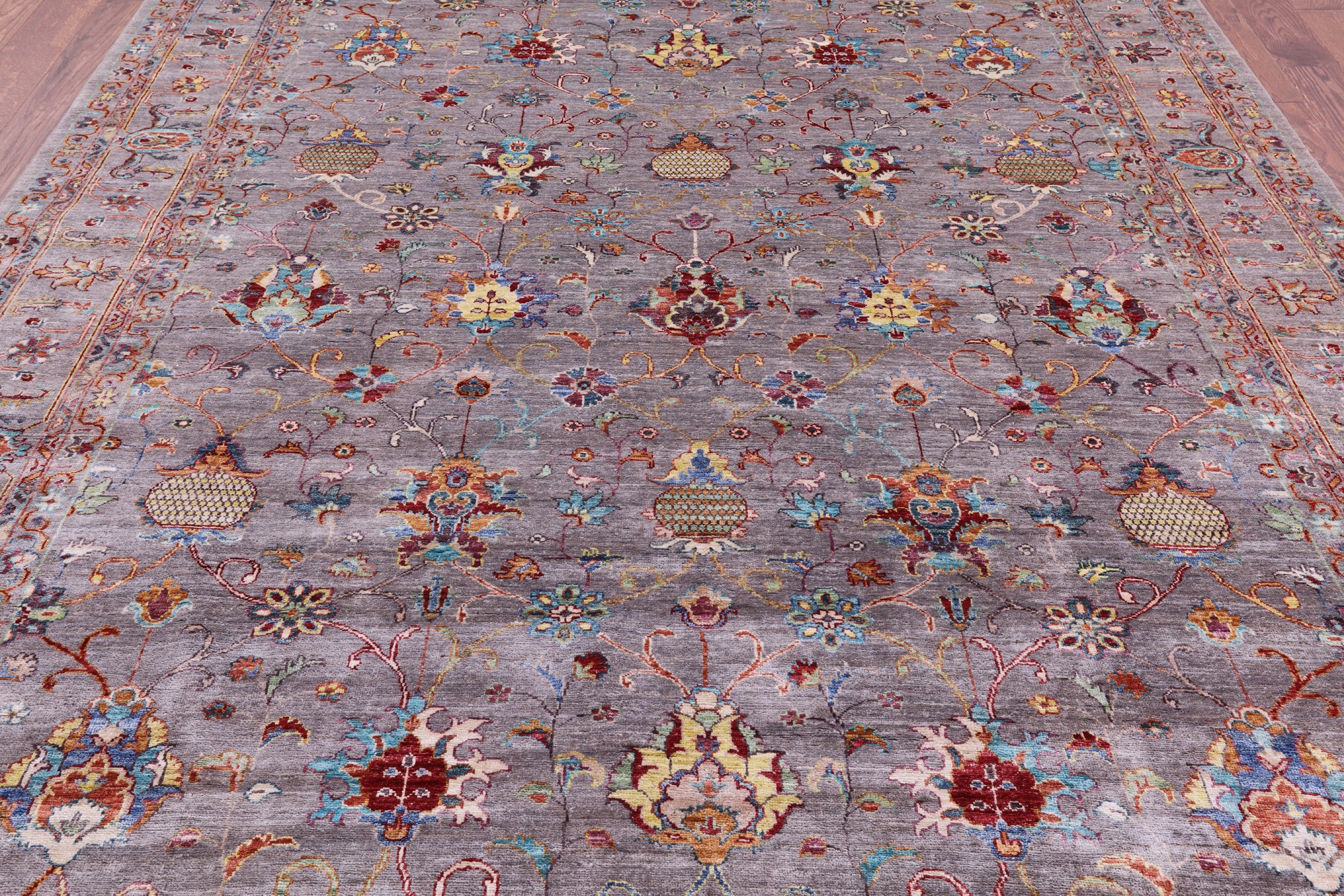 Grey Peshawar Hand Knotted Wool Rug - 8' 3" X 10' 0" - Golden Nile