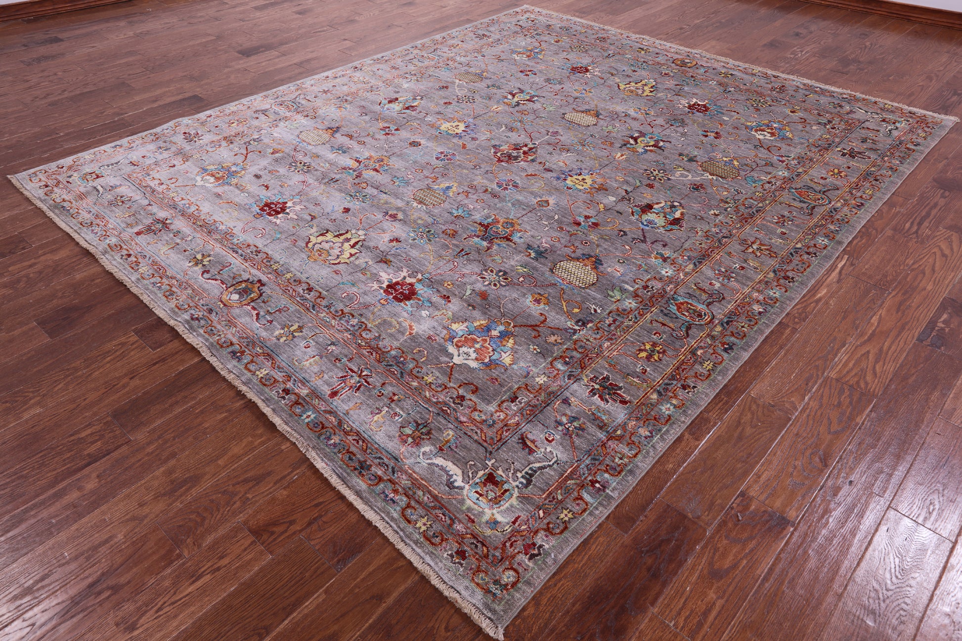 Grey Peshawar Hand Knotted Wool Rug - 8' 3" X 10' 0" - Golden Nile
