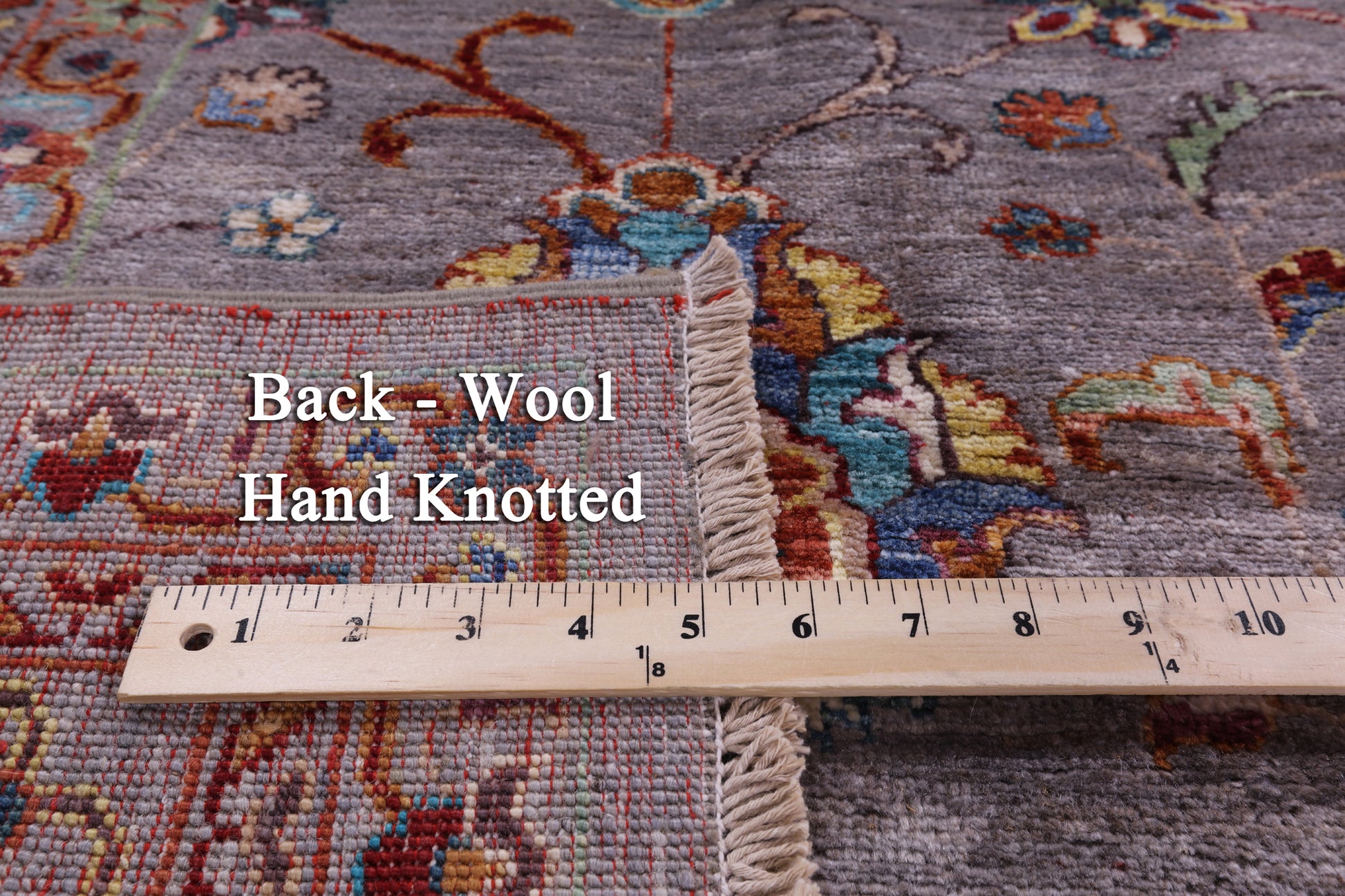 Grey Peshawar Hand Knotted Wool Rug - 8' 3" X 10' 0" - Golden Nile