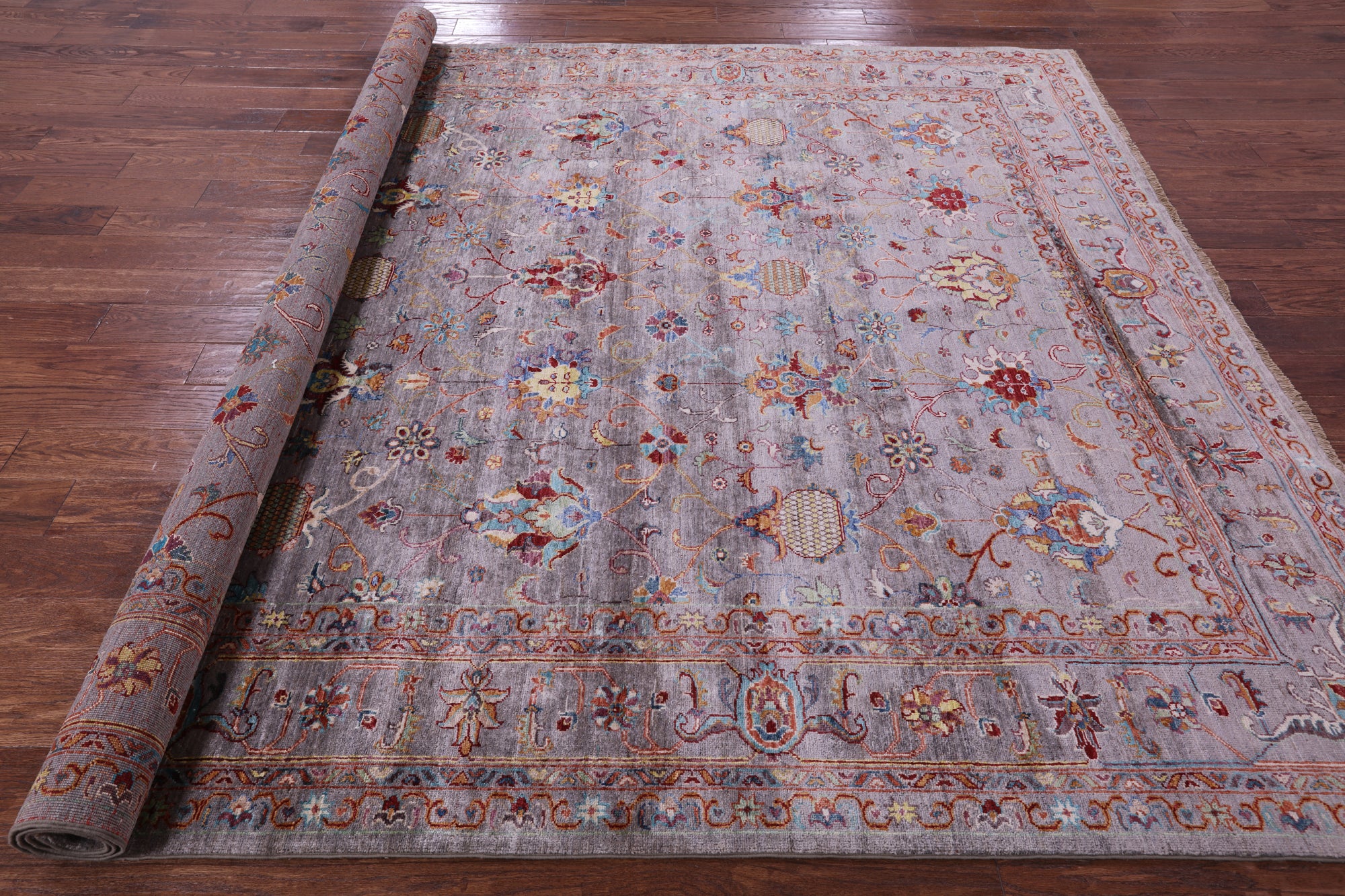 Grey Peshawar Hand Knotted Wool Rug - 8' 3" X 10' 0" - Golden Nile