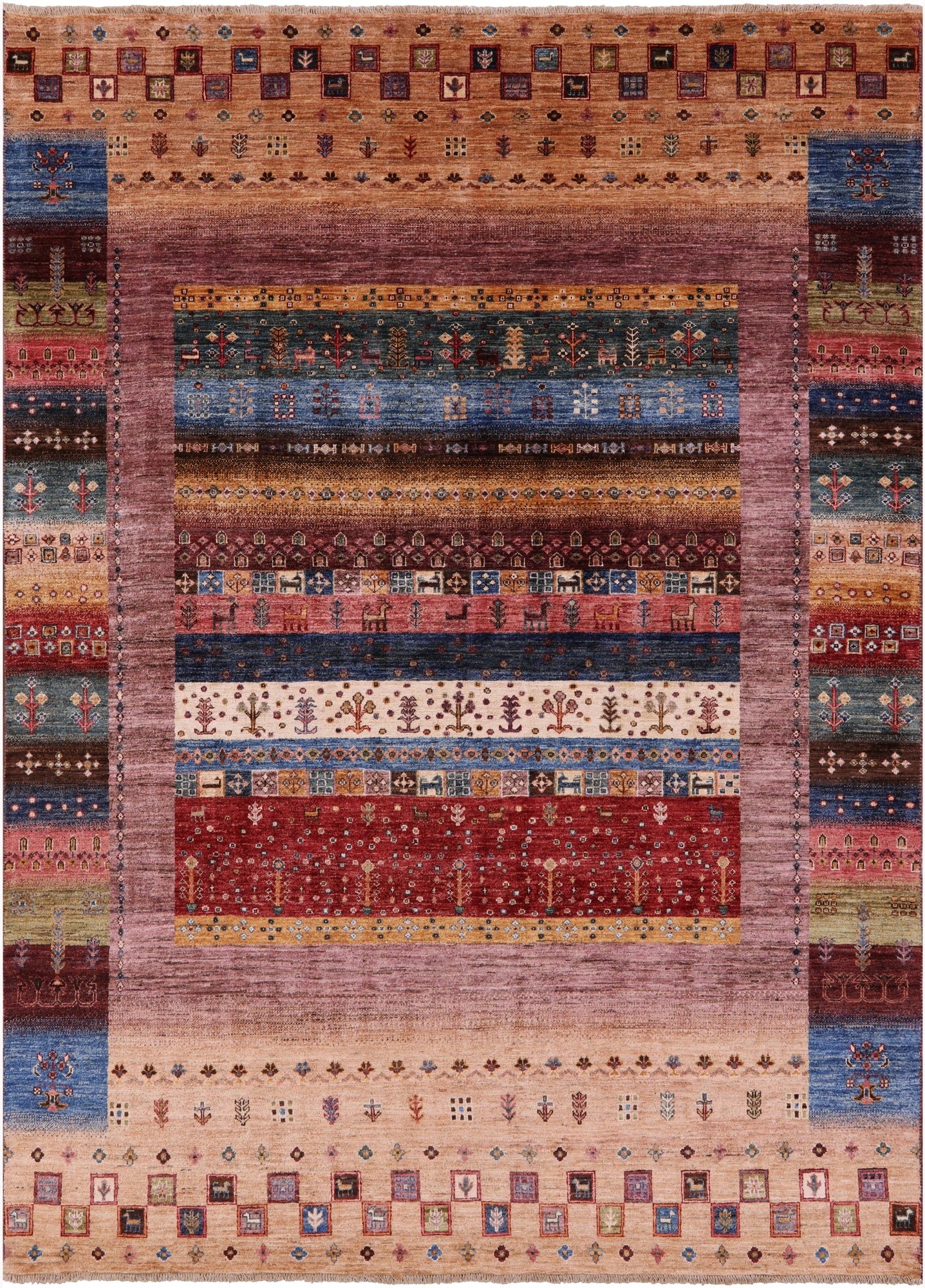 Tribal Persian Gabbeh Hand Knotted Wool Rug - 6' 7" X 9' 4" - Golden Nile