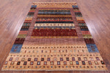Tribal Persian Gabbeh Hand Knotted Wool Rug - 6' 7" X 9' 4" - Golden Nile