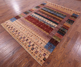 Tribal Persian Gabbeh Hand Knotted Wool Rug - 6' 7" X 9' 4" - Golden Nile