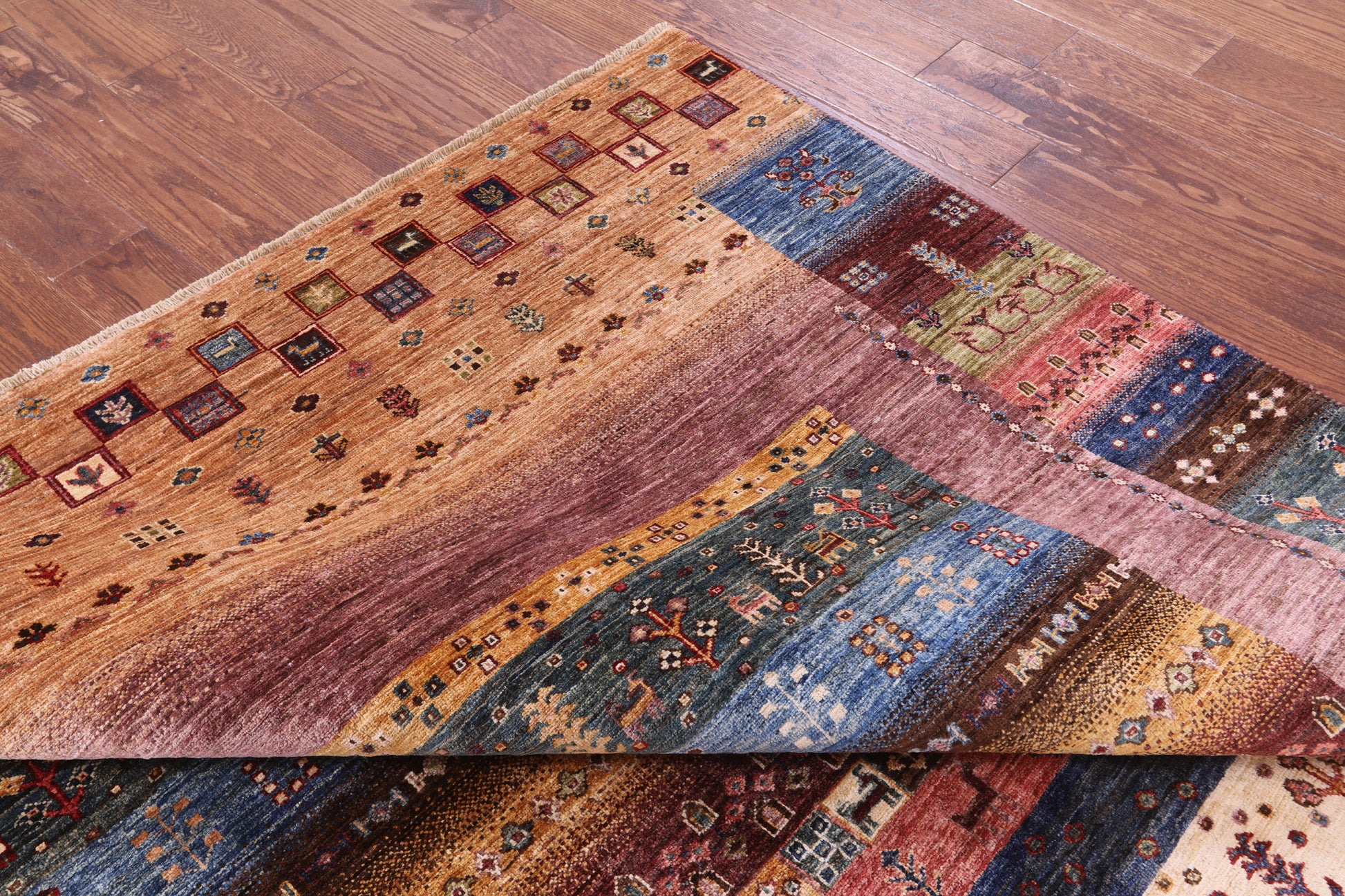 Tribal Persian Gabbeh Hand Knotted Wool Rug - 6' 7" X 9' 4" - Golden Nile