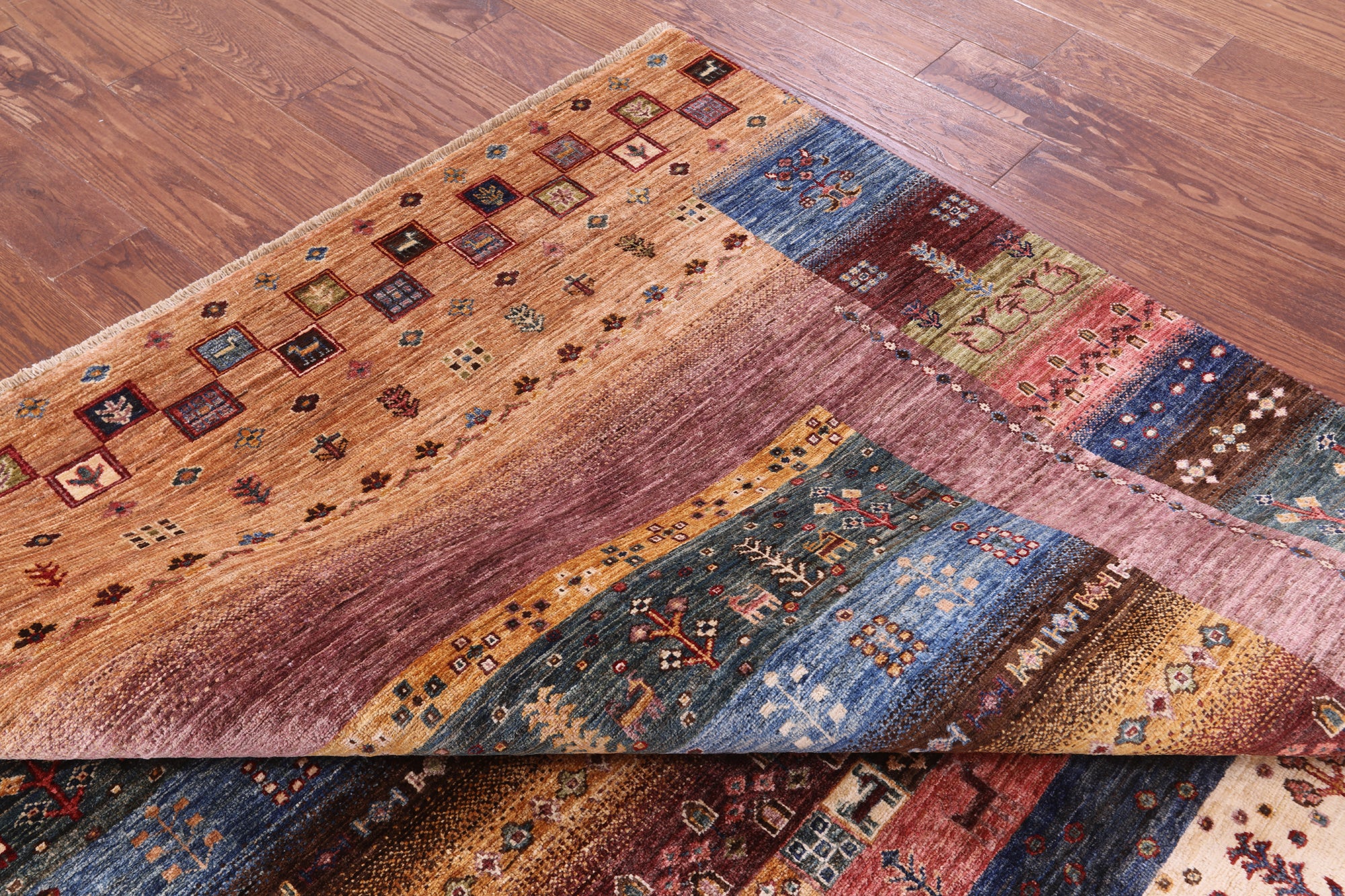 Tribal Persian Gabbeh Hand Knotted Wool Rug - 6' 7" X 9' 4" - Golden Nile