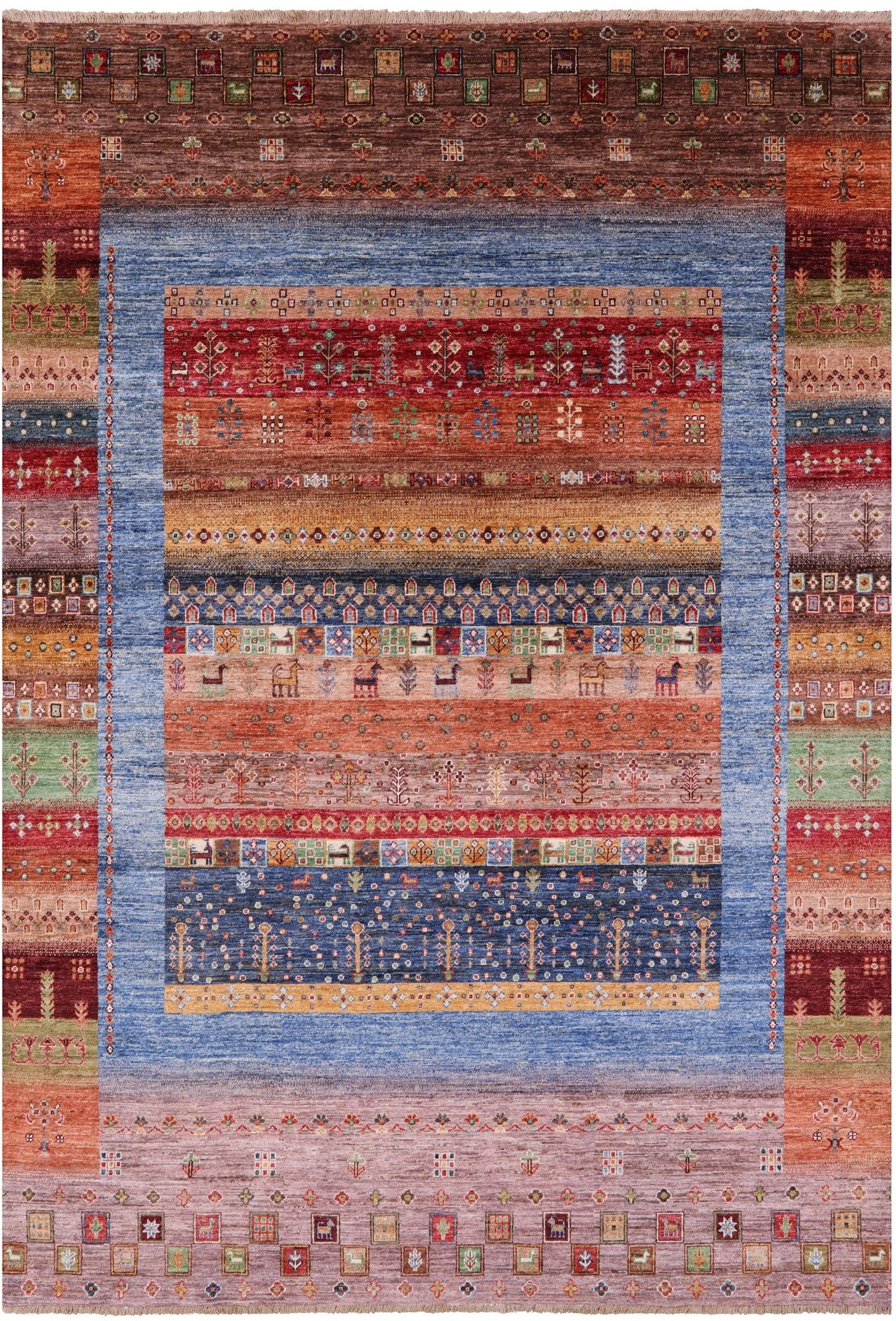 Tribal Persian Gabbeh Hand Knotted Wool Rug - 6' 8" X 9' 9" - Golden Nile