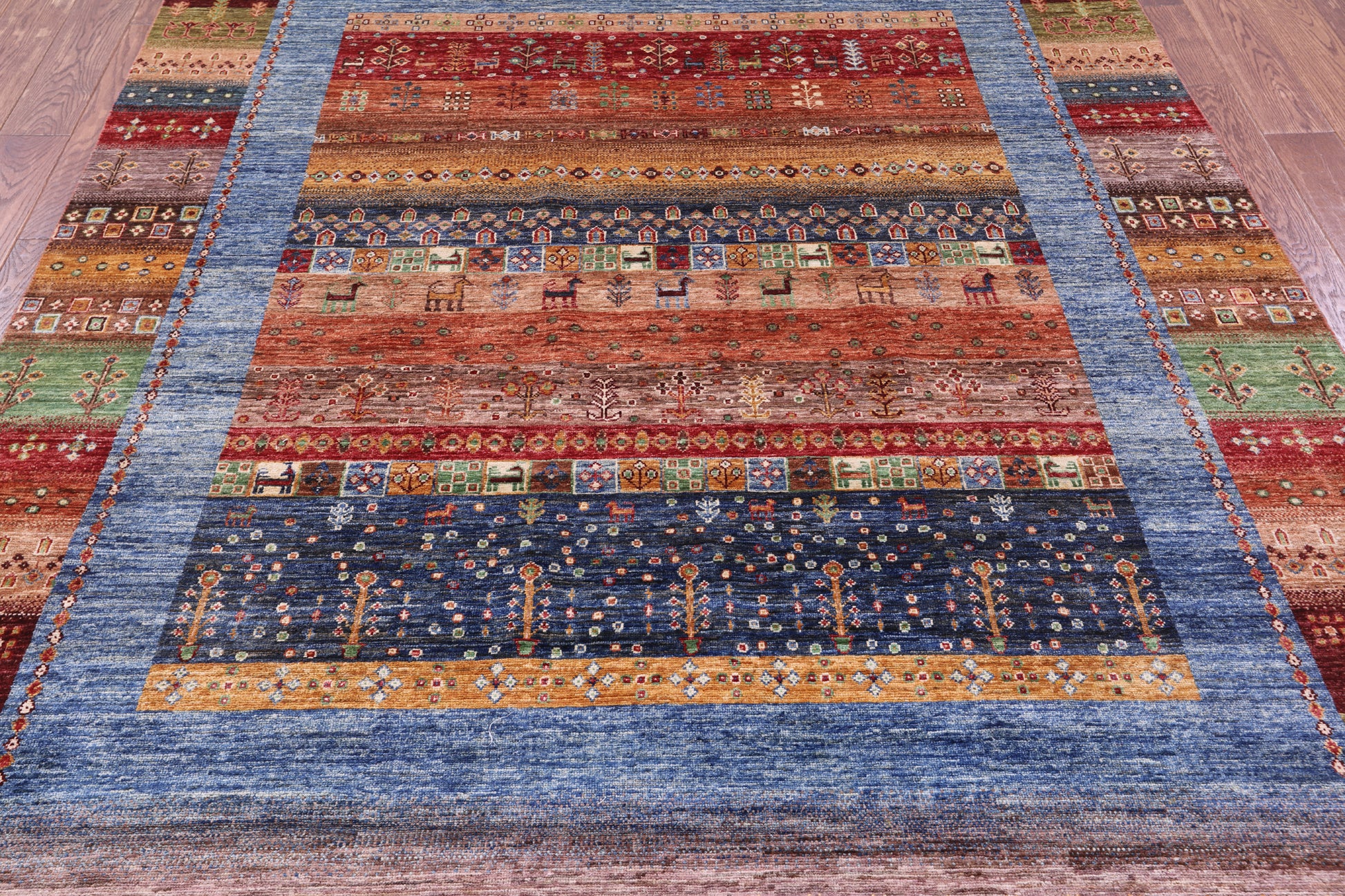 Tribal Persian Gabbeh Hand Knotted Wool Rug - 6' 8" X 9' 9" - Golden Nile