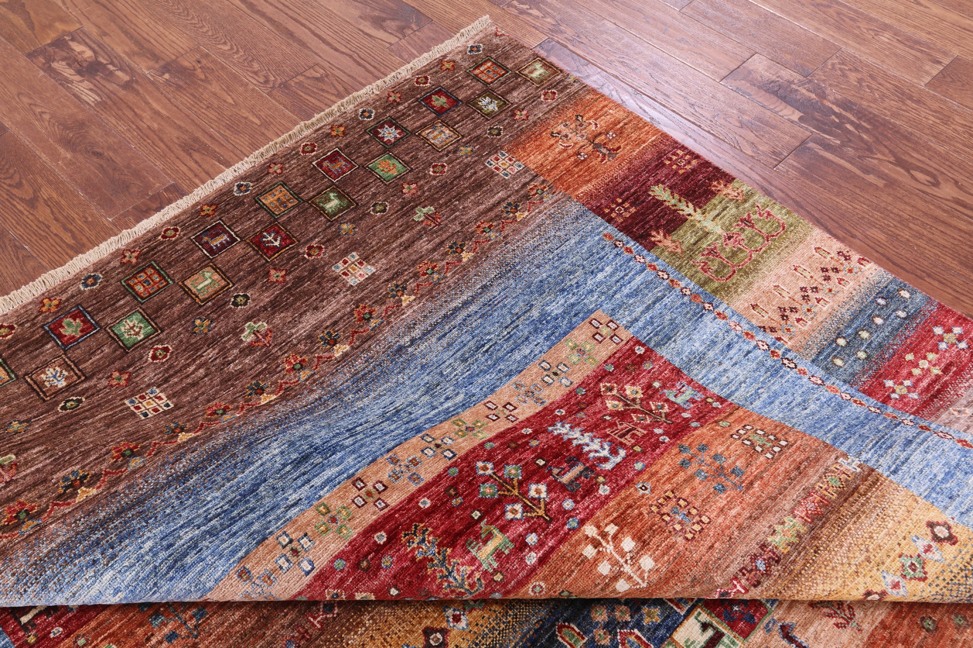 Tribal Persian Gabbeh Hand Knotted Wool Rug - 6' 8" X 9' 9" - Golden Nile