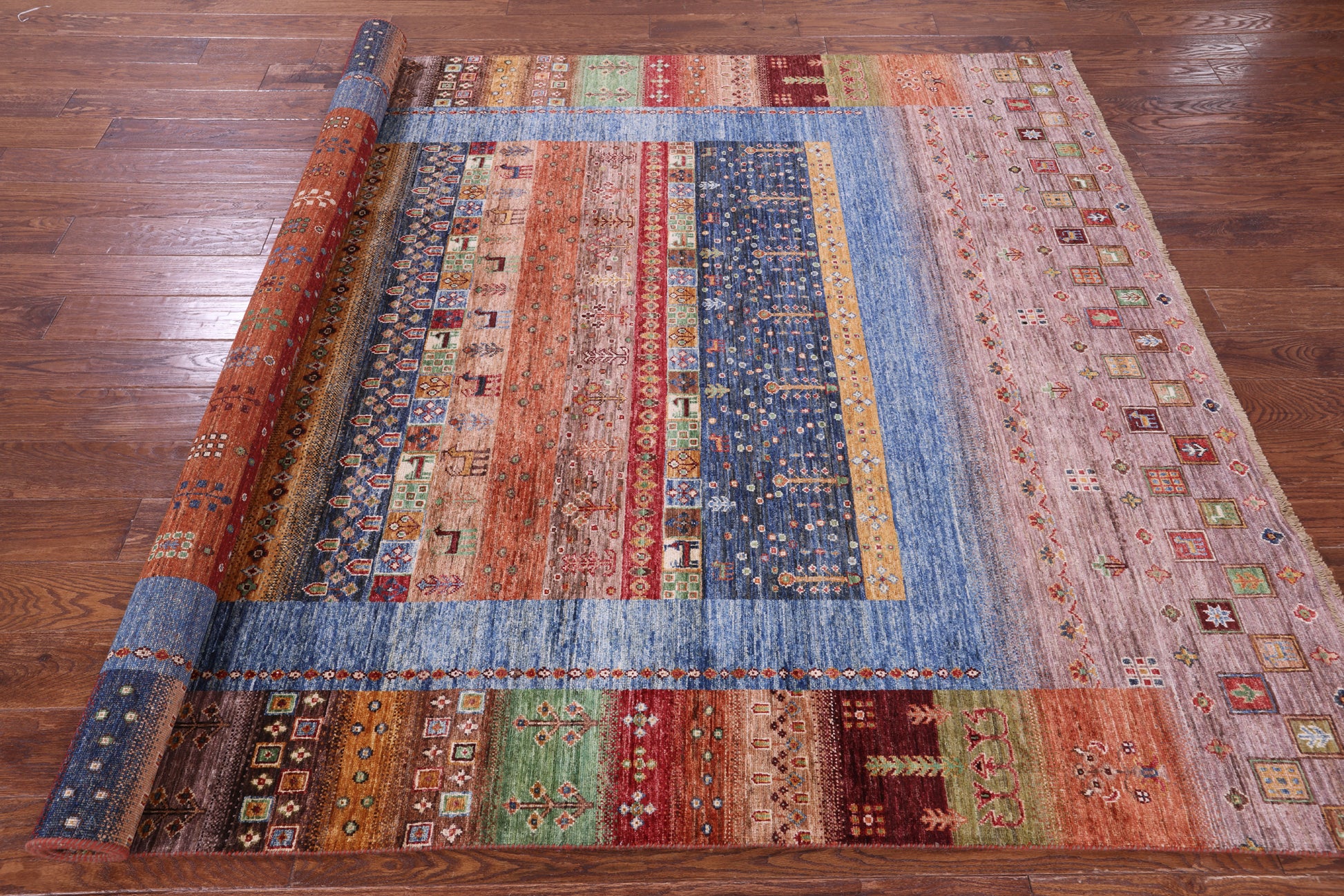 Tribal Persian Gabbeh Hand Knotted Wool Rug - 6' 8" X 9' 9" - Golden Nile