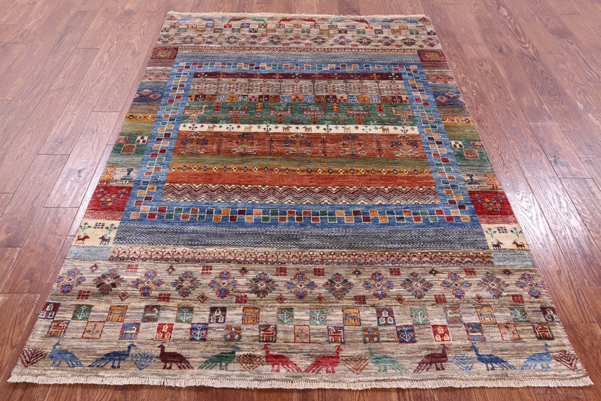 Tribal Persian Gabbeh Hand Knotted Wool Rug - 5' 0" X 6' 11" - Golden Nile