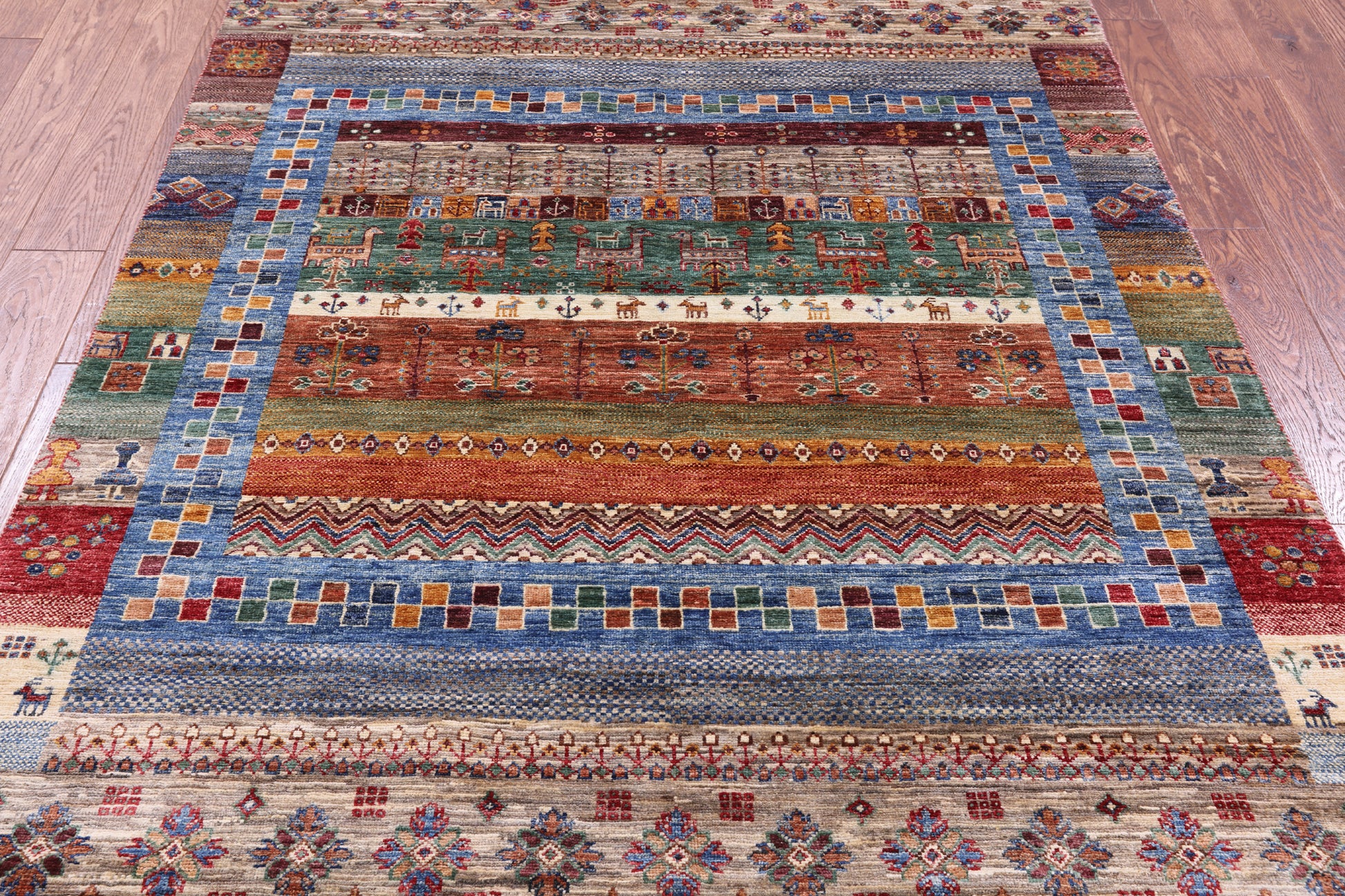 Tribal Persian Gabbeh Hand Knotted Wool Rug - 5' 0" X 6' 11" - Golden Nile