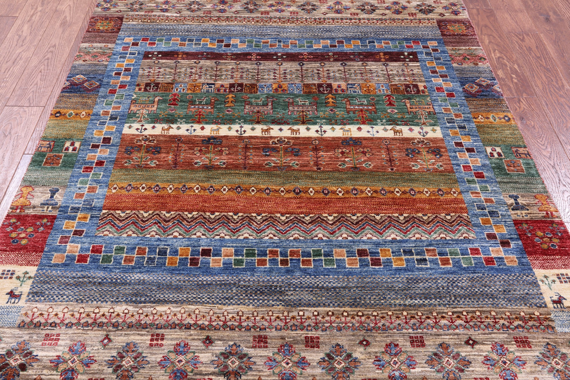 Tribal Persian Gabbeh Hand Knotted Wool Rug - 5' 0" X 6' 11" - Golden Nile