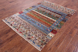 Tribal Persian Gabbeh Hand Knotted Wool Rug - 5' 0" X 6' 11" - Golden Nile