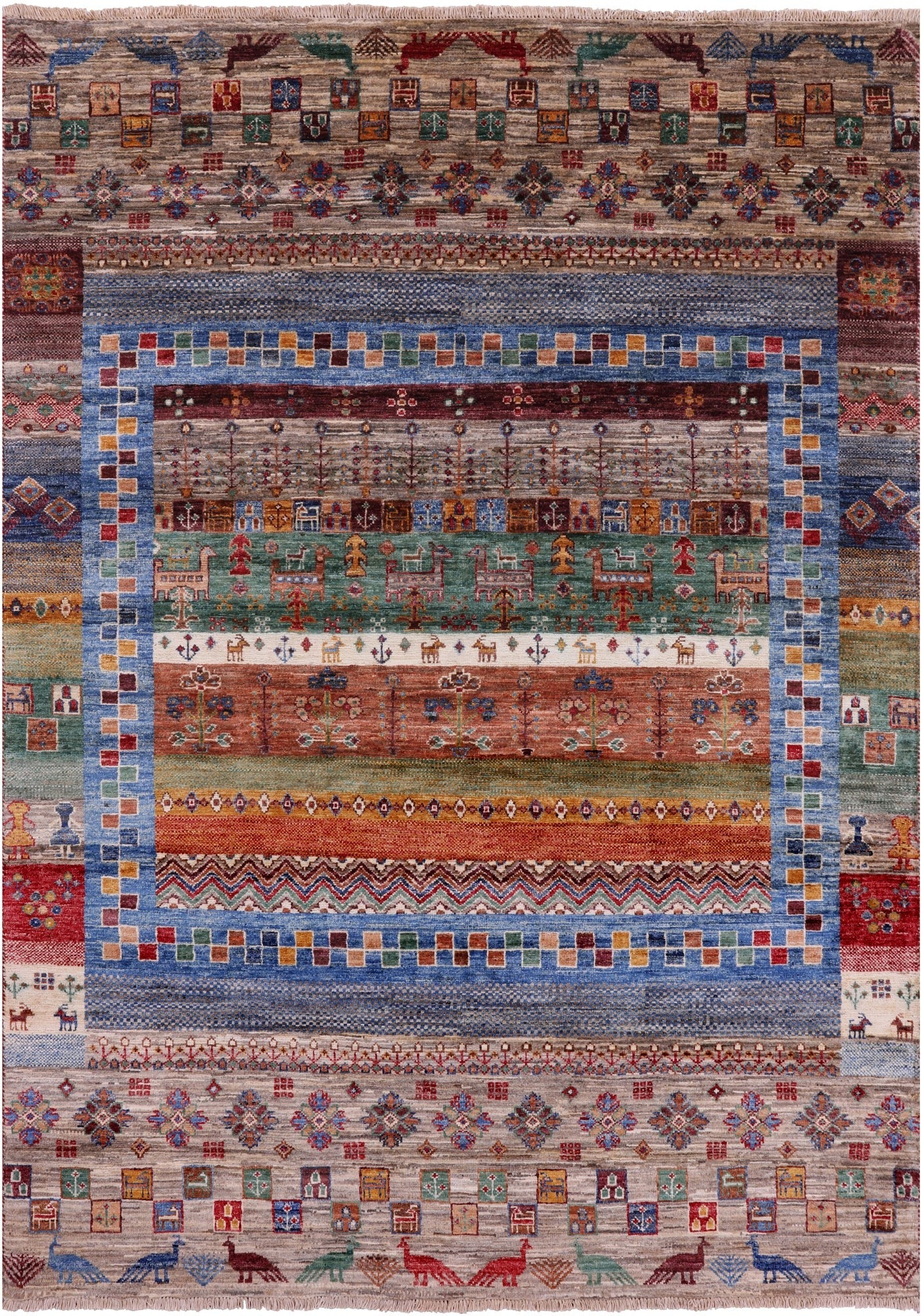 Tribal Persian Gabbeh Hand Knotted Wool Rug - 5' 0" X 6' 11" - Golden Nile