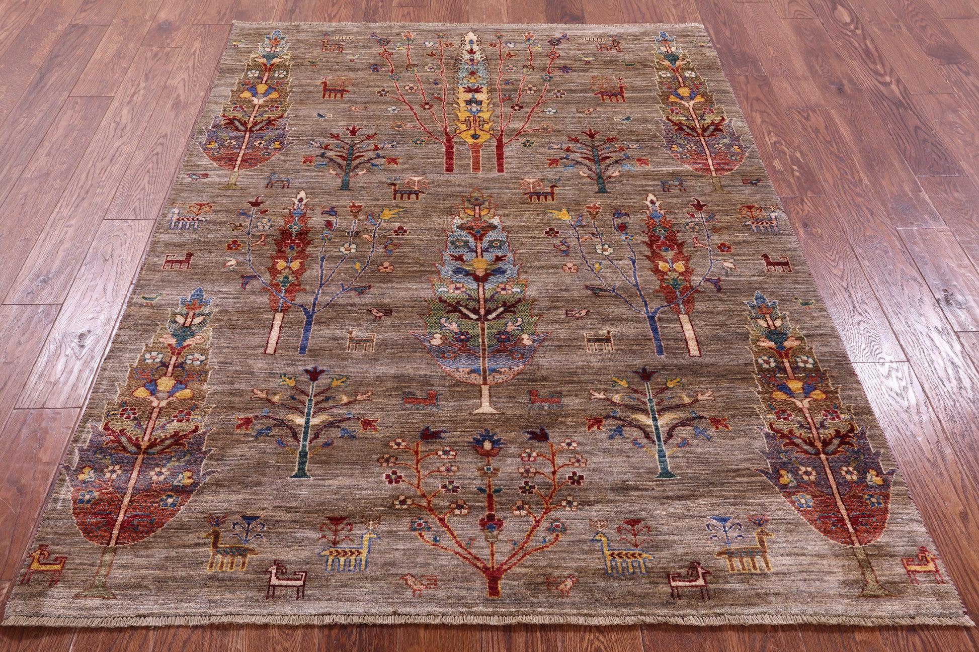 Tribal Persian Gabbeh Hand Knotted Wool Rug - 5' 0" X 6' 5" - Golden Nile