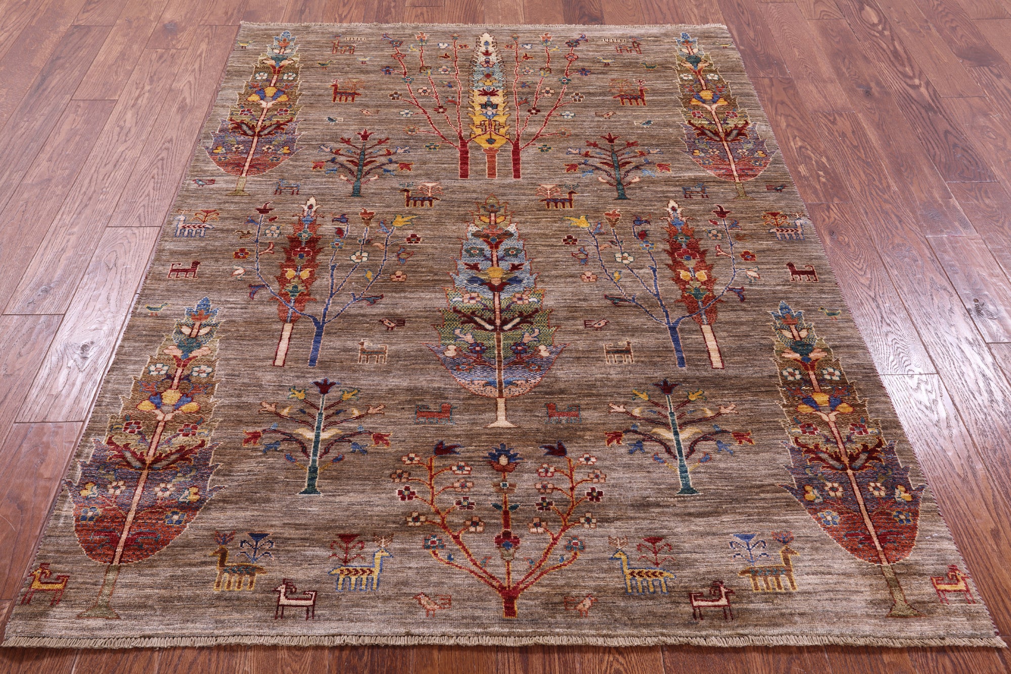 Tribal Persian Gabbeh Hand Knotted Wool Rug - 5' 0" X 6' 5" - Golden Nile