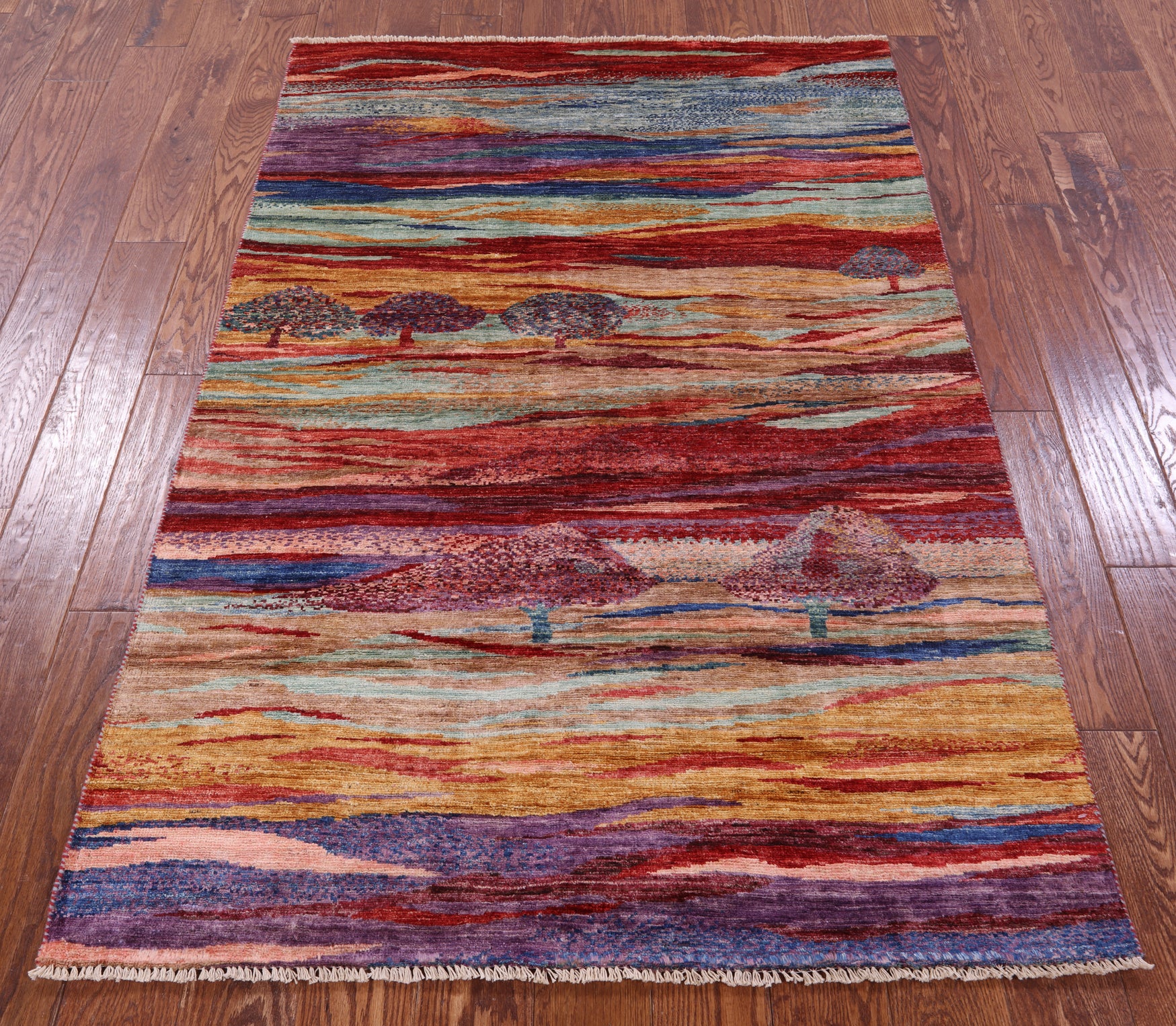 Tribal Persian Gabbeh Hand Knotted Wool Rug - 4' 0" X 5' 11" - Golden Nile
