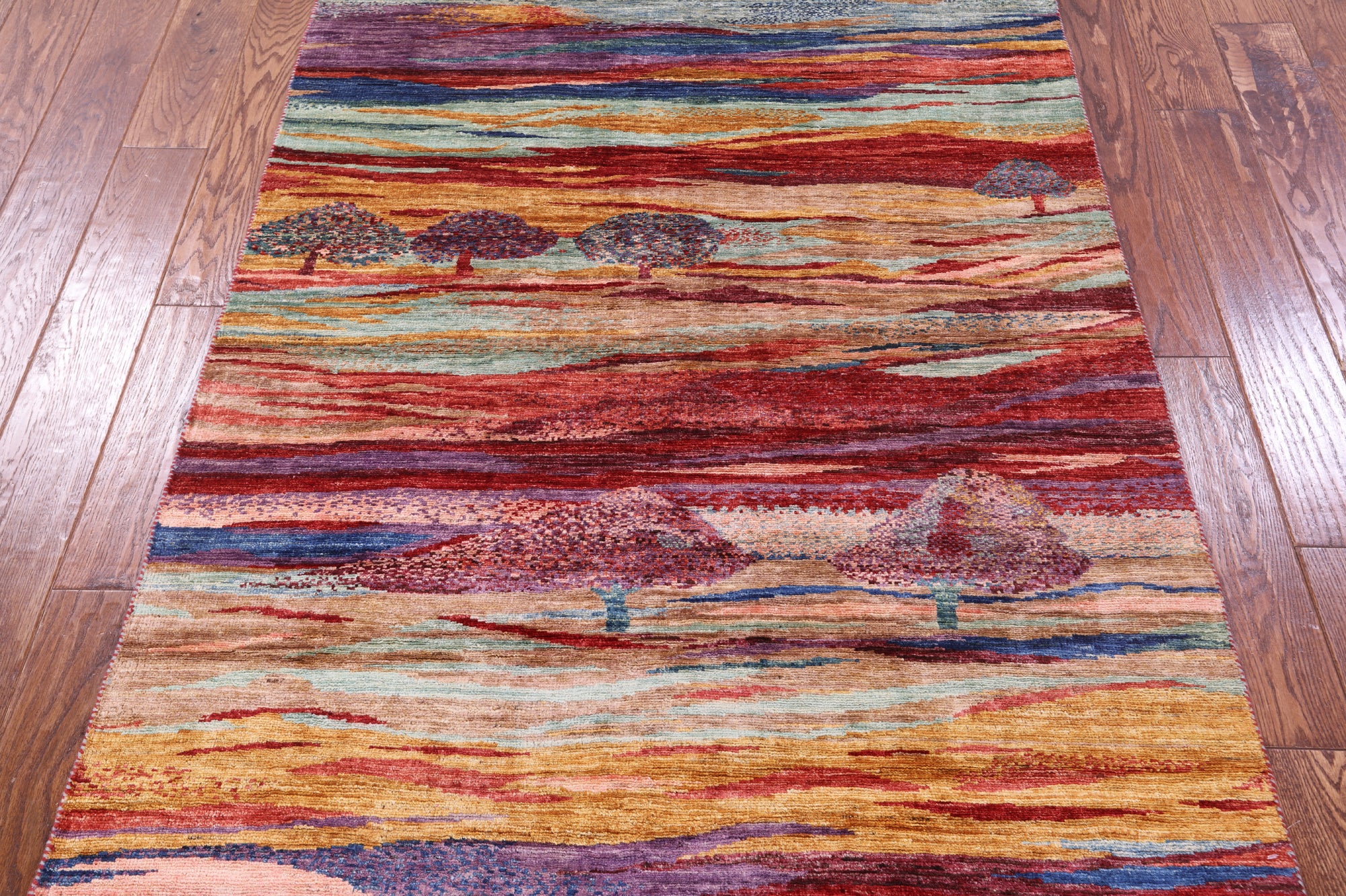 Tribal Persian Gabbeh Hand Knotted Wool Rug - 4' 0" X 5' 11" - Golden Nile