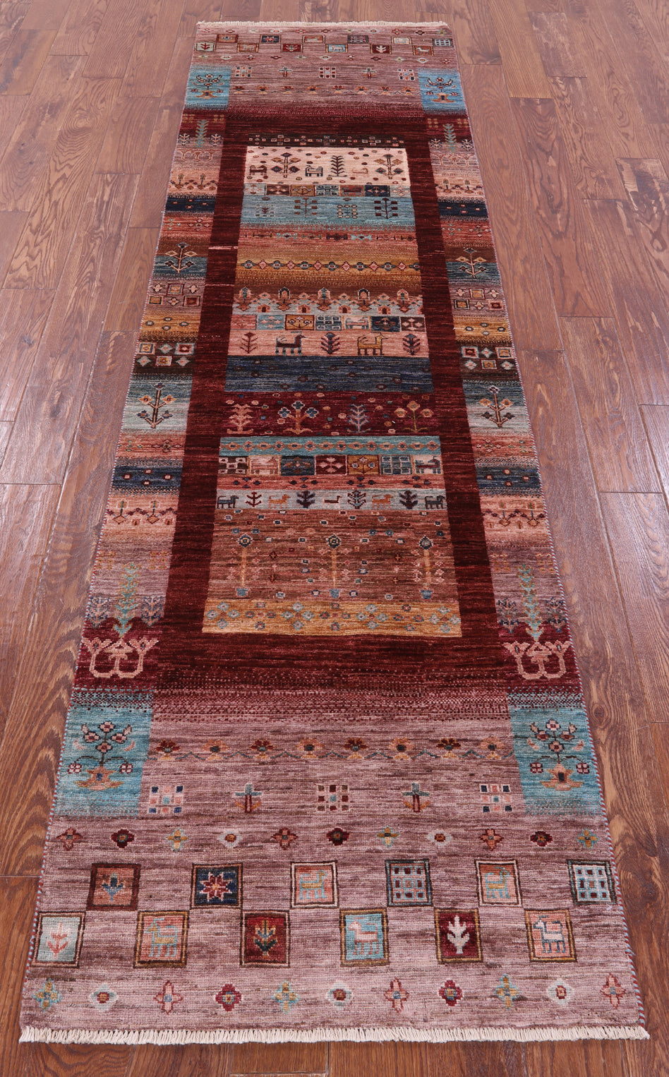 Khorjin Persian Gabbeh Hand Knotted Wool Runner Rug - 2' 8" X 9' 7" - Golden Nile