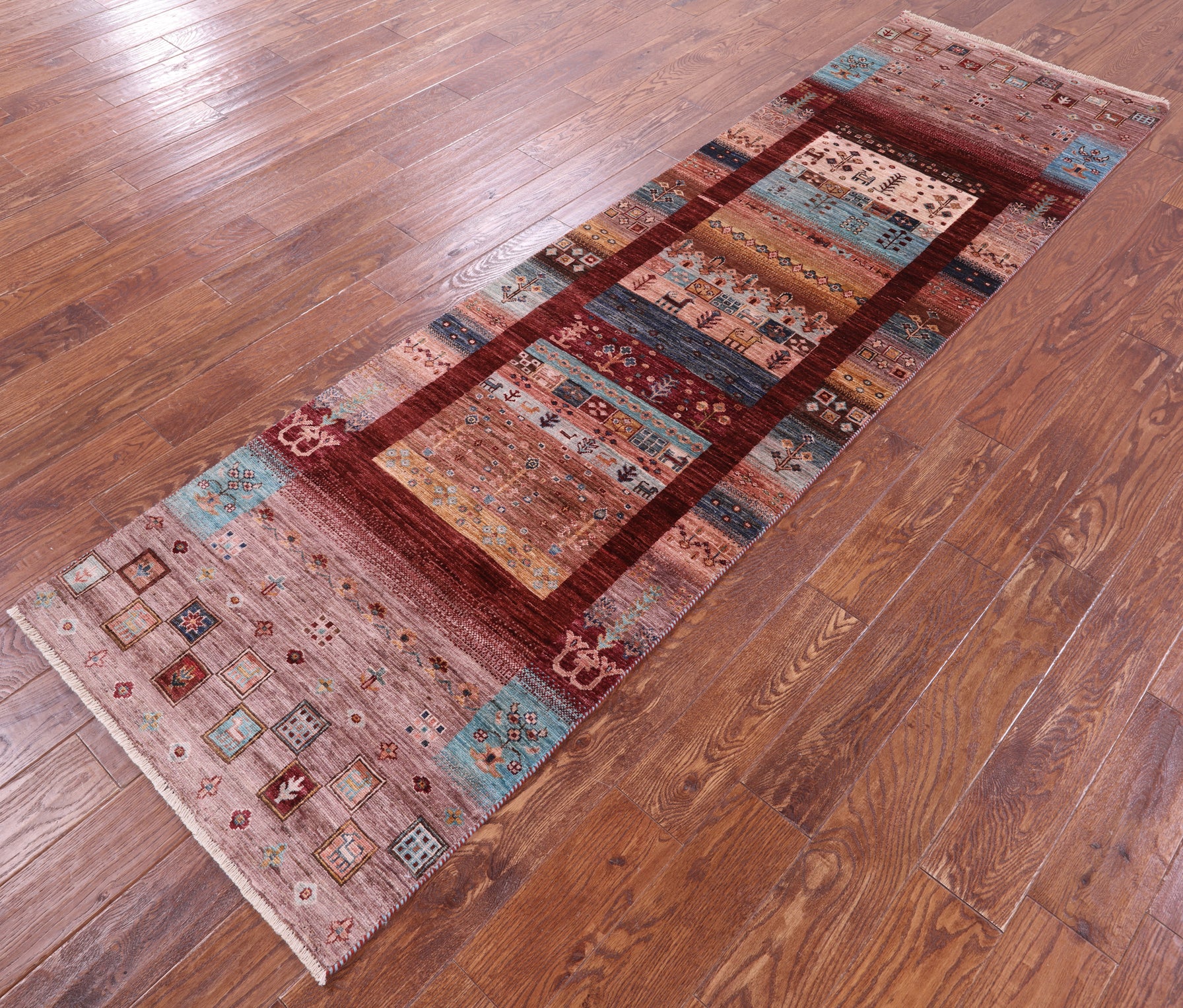 Khorjin Persian Gabbeh Hand Knotted Wool Runner Rug - 2' 8" X 9' 7" - Golden Nile