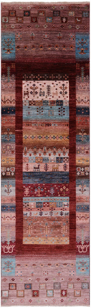 Khorjin Persian Gabbeh Hand Knotted Wool Runner Rug - 2' 8" X 9' 7" - Golden Nile