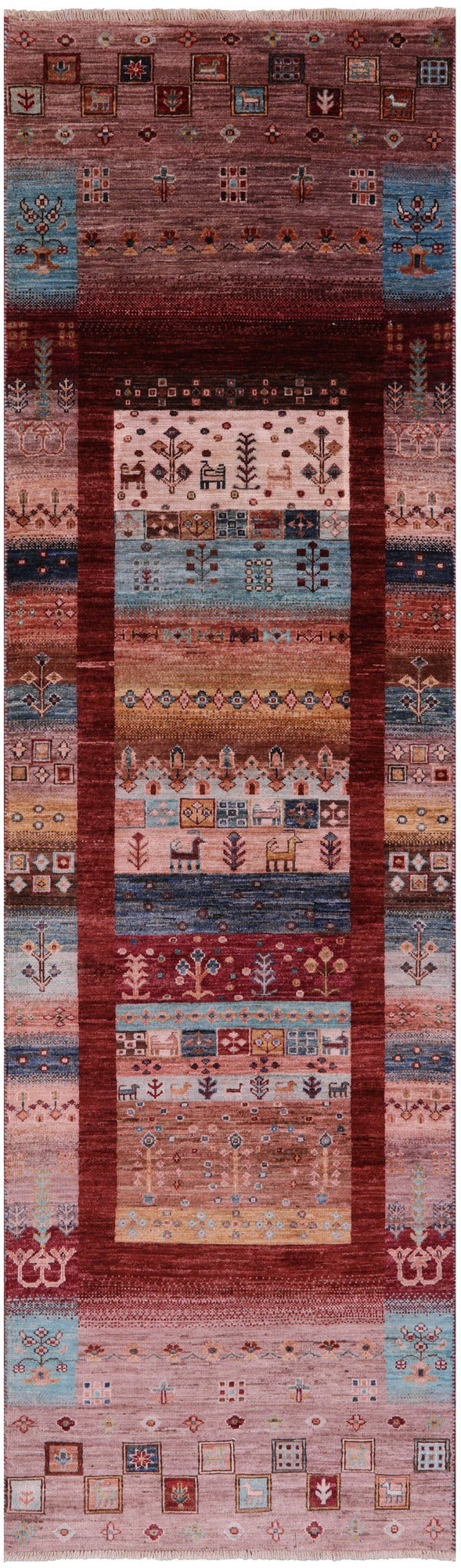 Khorjin Persian Gabbeh Hand Knotted Wool Runner Rug - 2' 8" X 9' 7" - Golden Nile