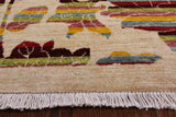 Ivory William Morris Rose Garden Hand Knotted Wool Area Rug - 10' 1" X 14' 0" - Golden Nile