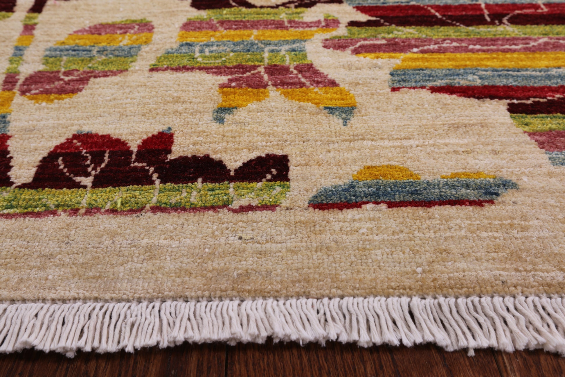 Ivory William Morris Rose Garden Hand Knotted Wool Area Rug - 10' 1" X 14' 0" - Golden Nile