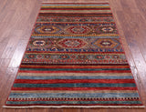Khorjin Persian Gabbeh Hand Knotted Wool Rug - 3' 11" X 6' 4" - Golden Nile