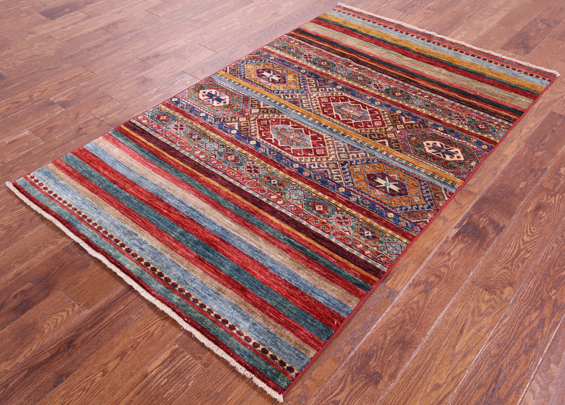 Khorjin Persian Gabbeh Hand Knotted Wool Rug - 3' 11" X 6' 4" - Golden Nile
