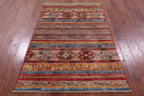 Khorjin Persian Gabbeh Hand Knotted Wool Rug - 3' 11" X 5' 11" - Golden Nile