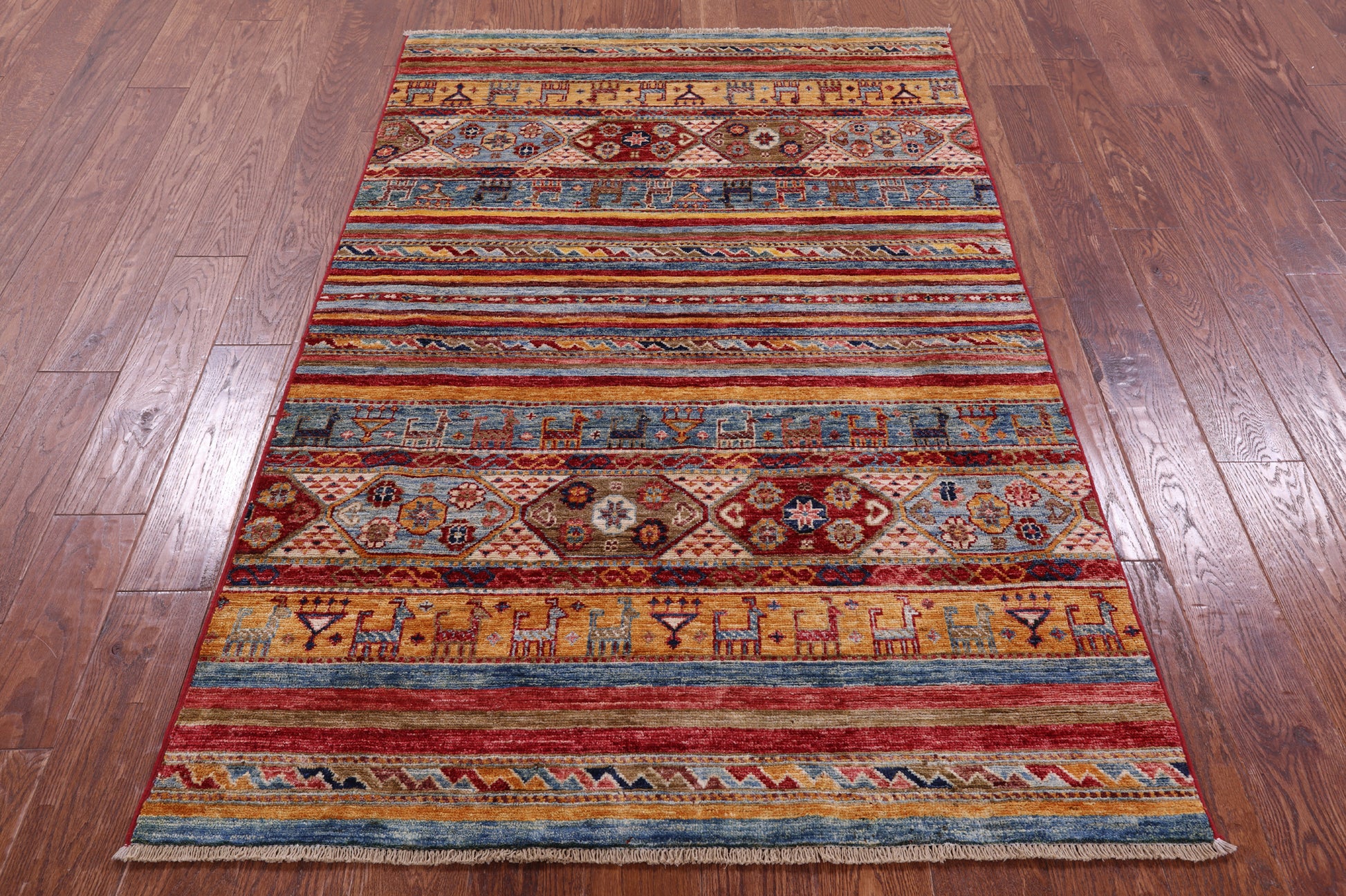 Khorjin Persian Gabbeh Hand Knotted Wool Rug - 3' 11" X 5' 11" - Golden Nile