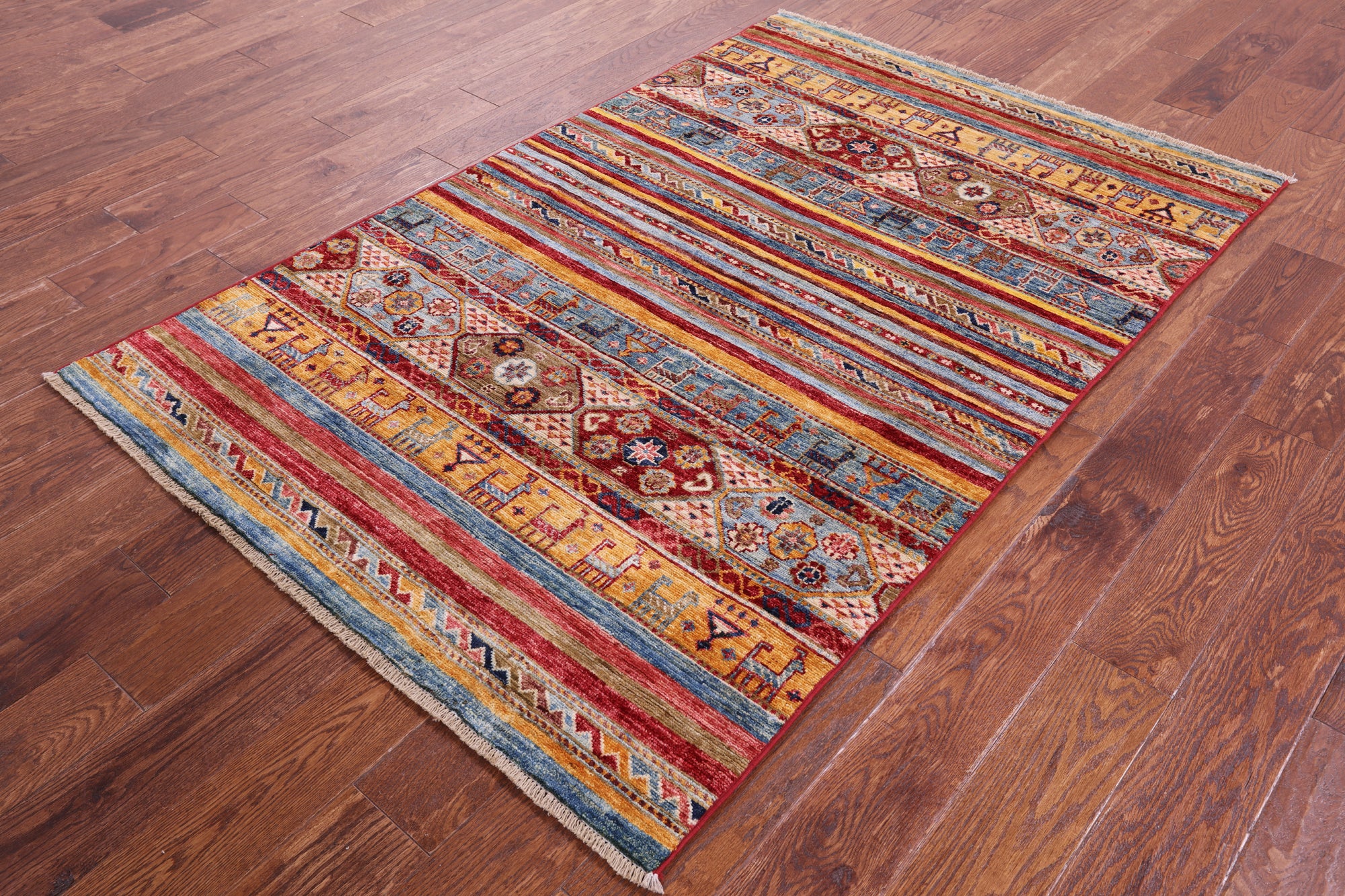 Khorjin Persian Gabbeh Hand Knotted Wool Rug - 3' 11" X 5' 11" - Golden Nile