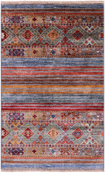 Khorjin Persian Gabbeh Hand Knotted Wool Rug - 2' 8" X 4' 3" - Golden Nile