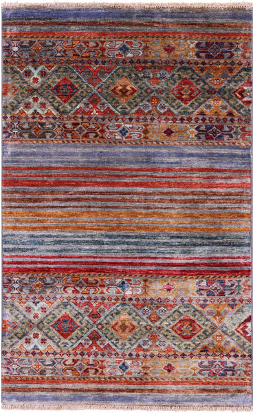Khorjin Persian Gabbeh Hand Knotted Wool Rug - 2' 7" X 4' 2" - Golden Nile
