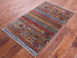 Khorjin Persian Gabbeh Handmade Wool Rug - 2' 7" X 4' 3" - Golden Nile