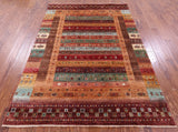 Tribal Persian Gabbeh Hand Knotted Wool Rug - 5' 8" X 8' 1" - Golden Nile