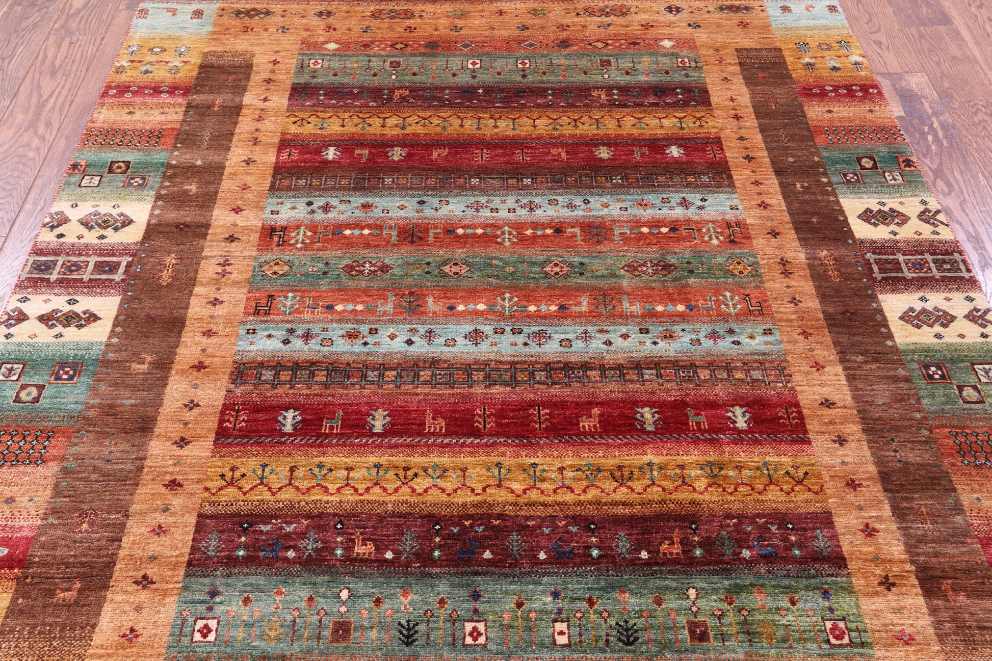 Tribal Persian Gabbeh Hand Knotted Wool Rug - 5' 8" X 8' 1" - Golden Nile