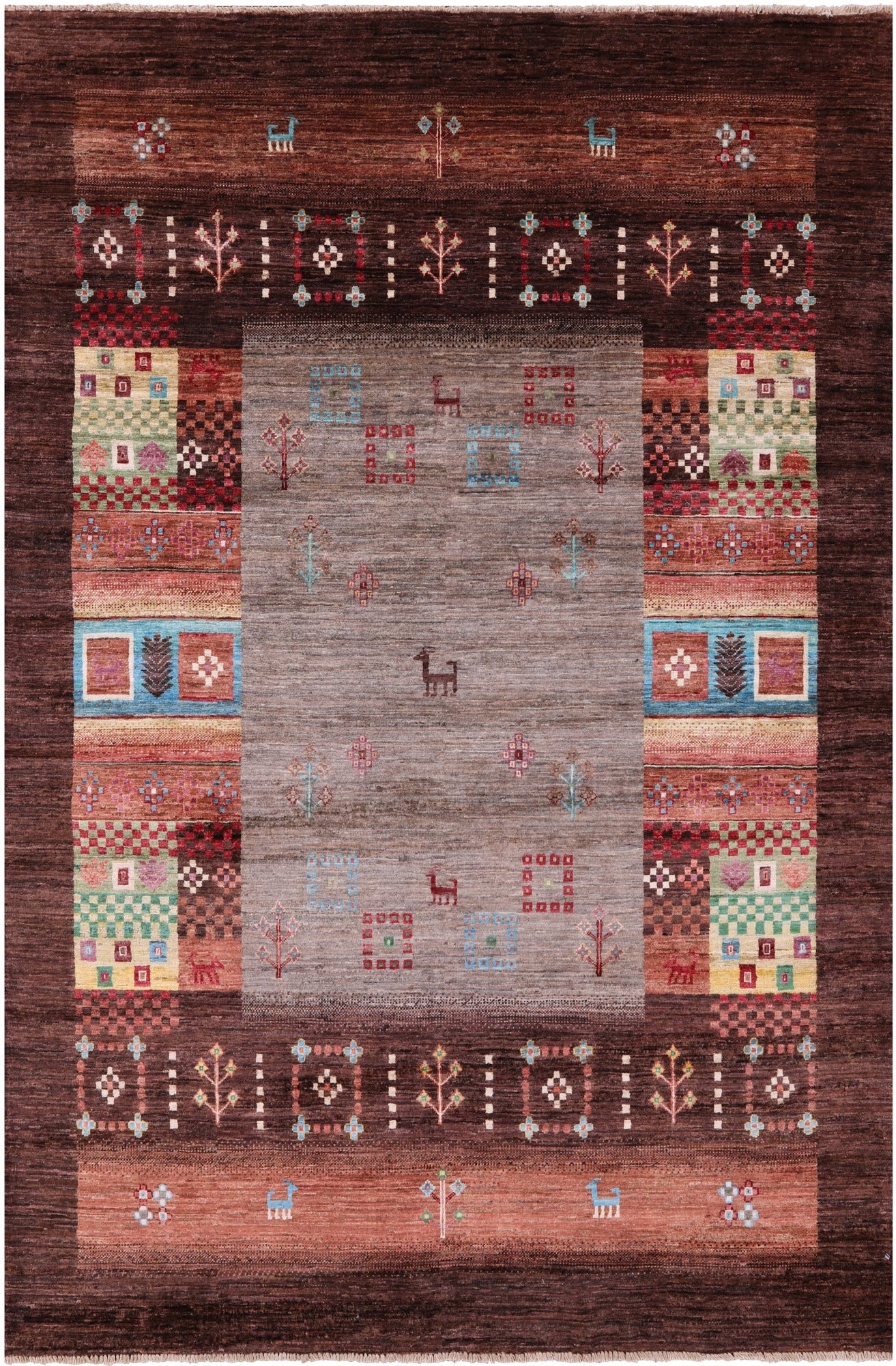 Tribal Persian Gabbeh Hand Knotted Wool Rug - 5' 6" X 8' 1" - Golden Nile