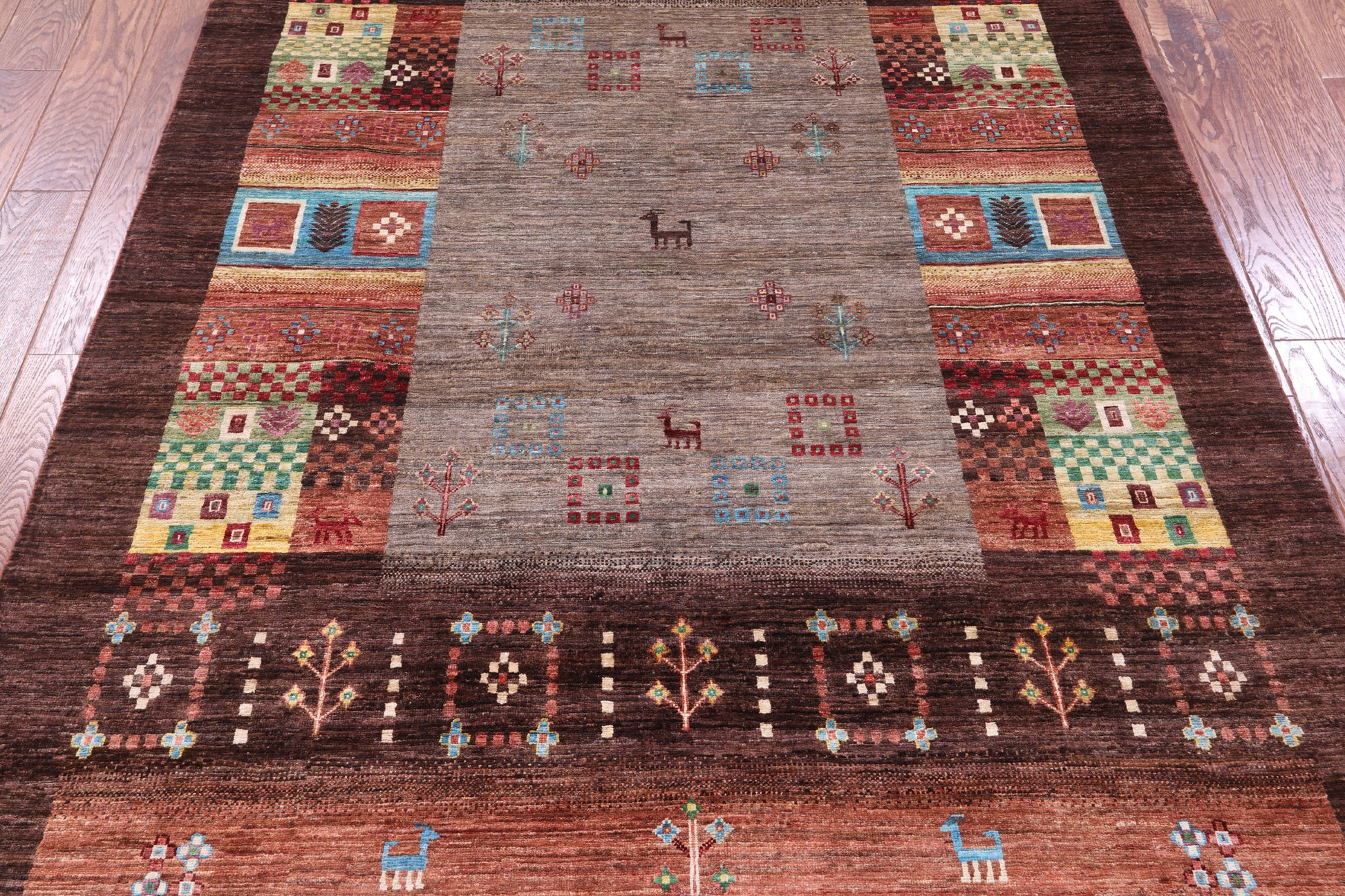 Tribal Persian Gabbeh Hand Knotted Wool Rug - 5' 6" X 8' 1" - Golden Nile