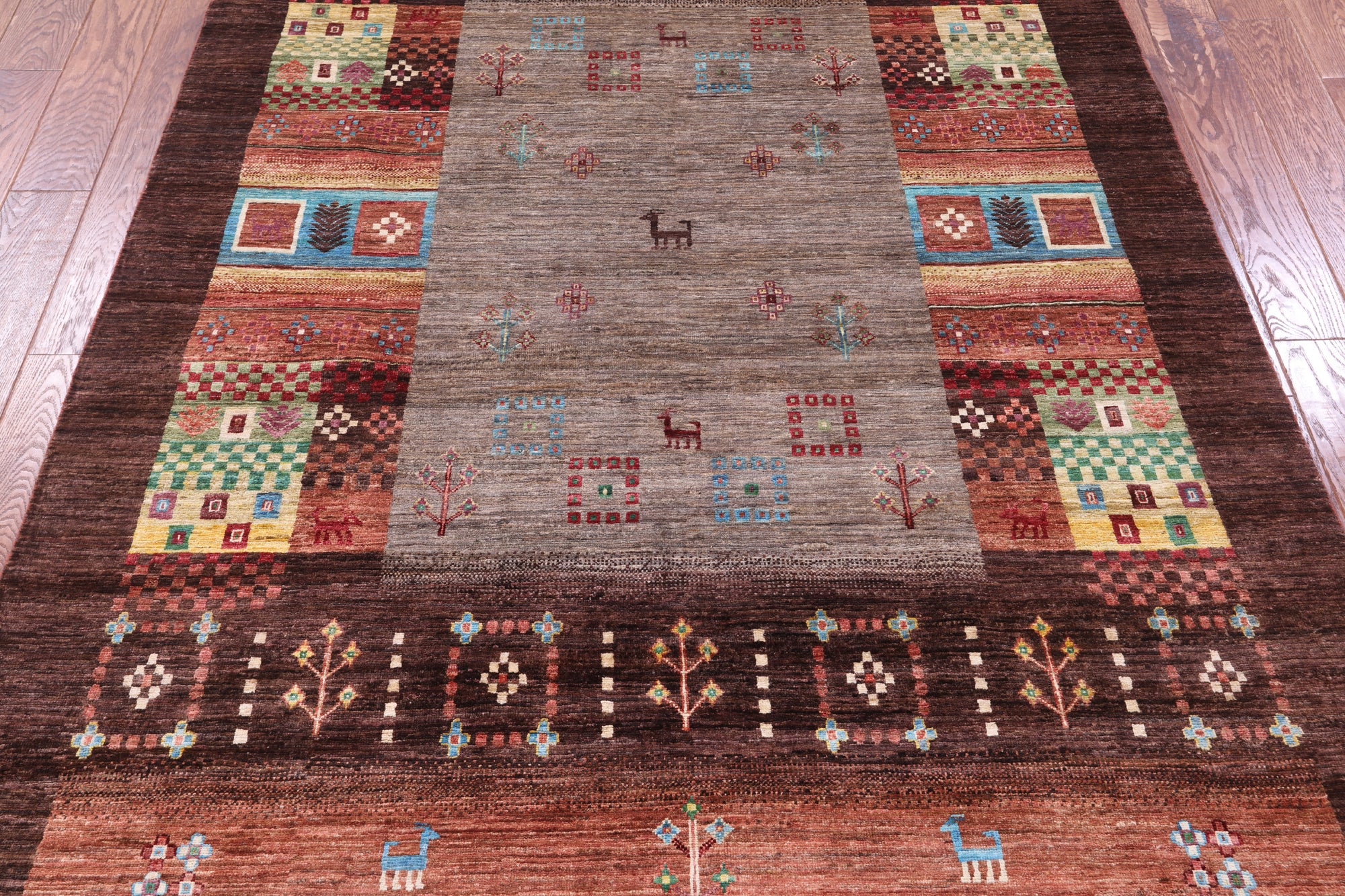 Tribal Persian Gabbeh Hand Knotted Wool Rug - 5' 6" X 8' 1" - Golden Nile