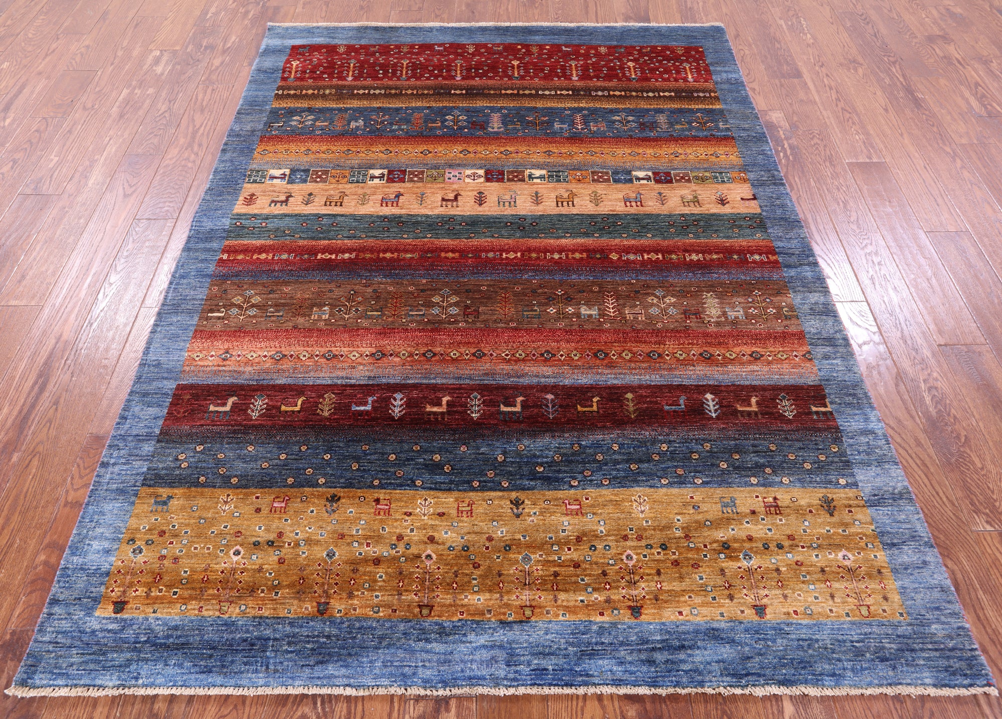 Tribal Persian Gabbeh Hand Knotted Wool Rug - 5' 10" X 7' 9" - Golden Nile