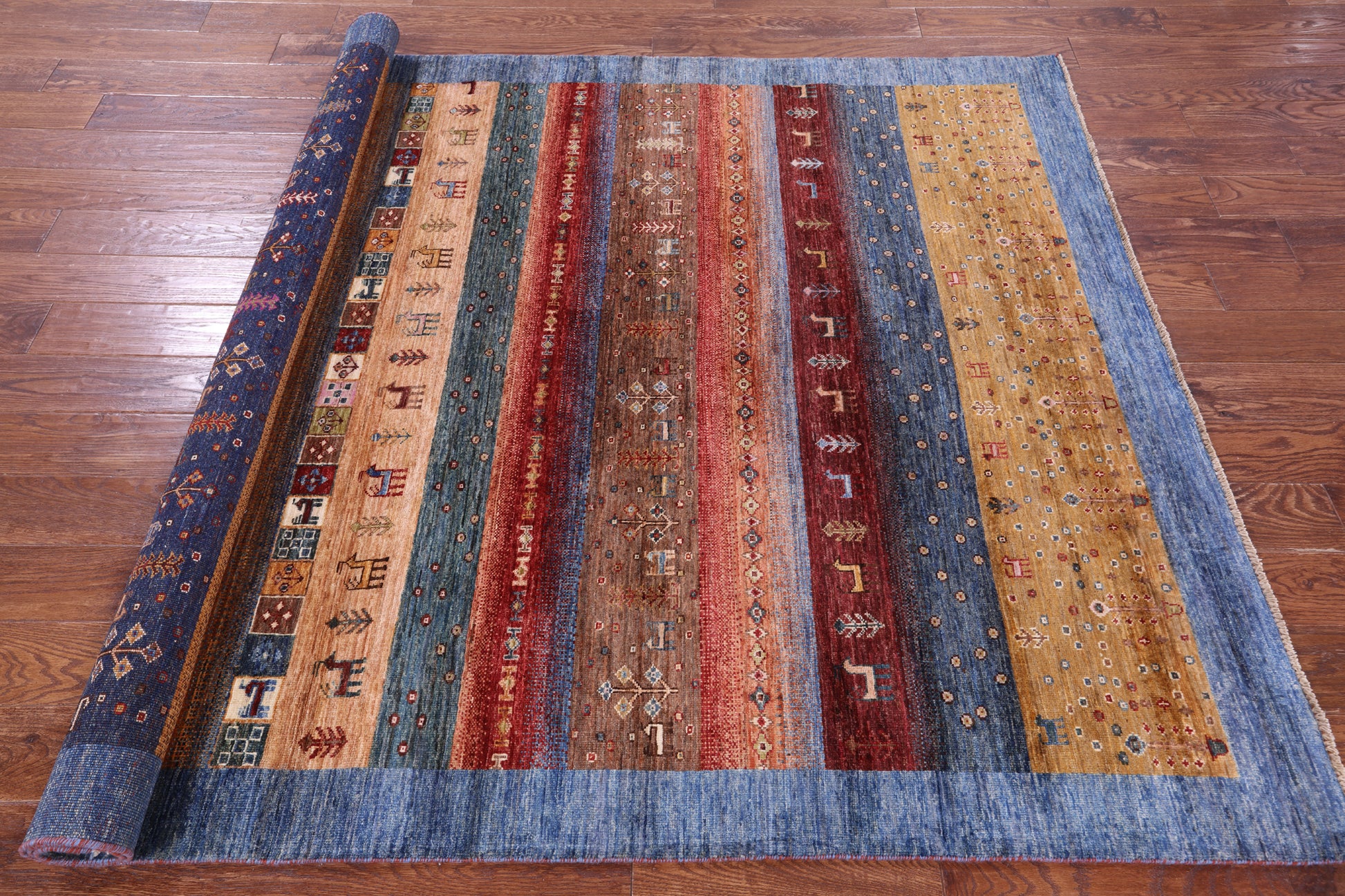 Tribal Persian Gabbeh Hand Knotted Wool Rug - 5' 10" X 7' 9" - Golden Nile