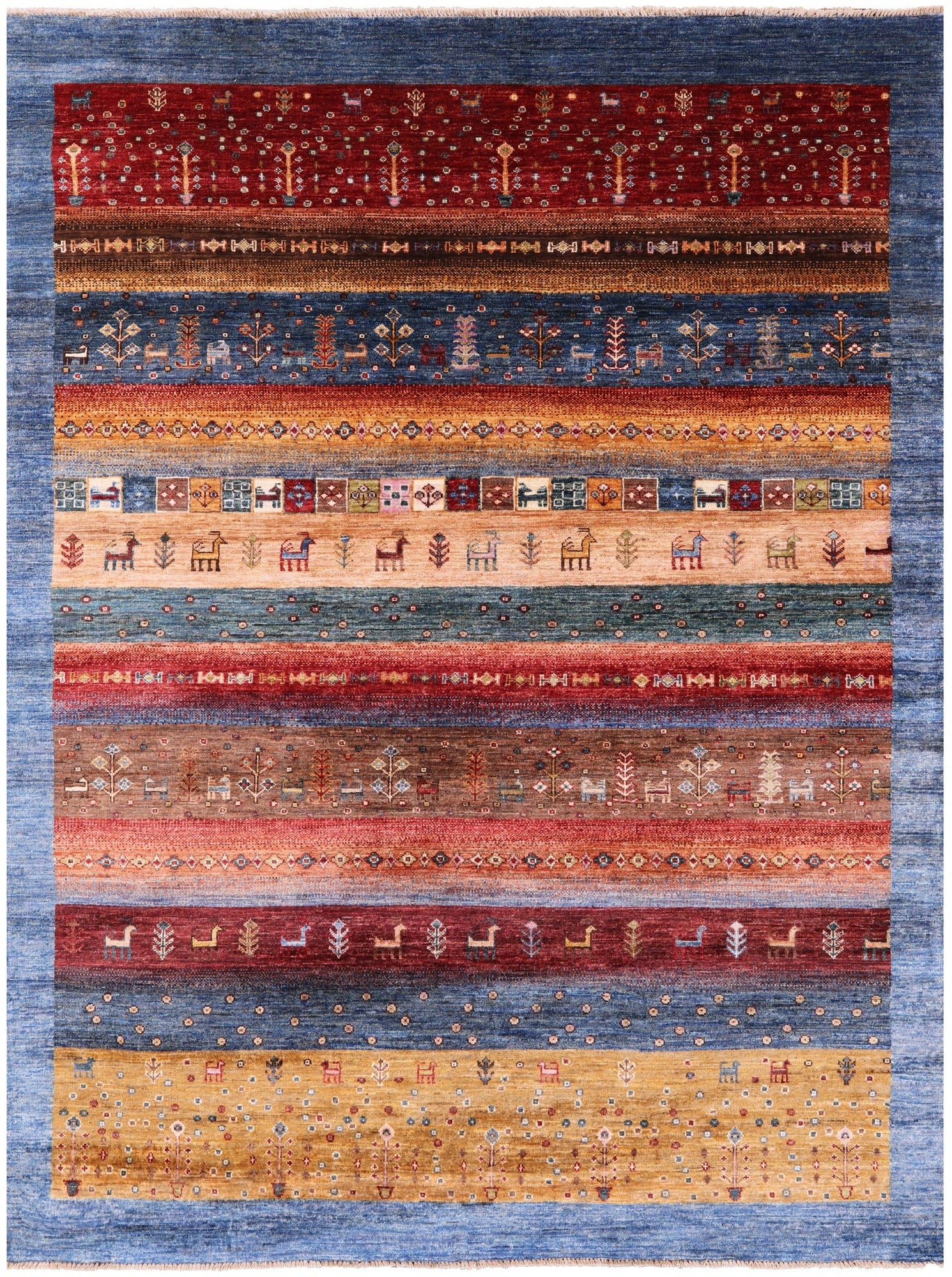 Tribal Persian Gabbeh Hand Knotted Wool Rug - 5' 10" X 7' 9" - Golden Nile