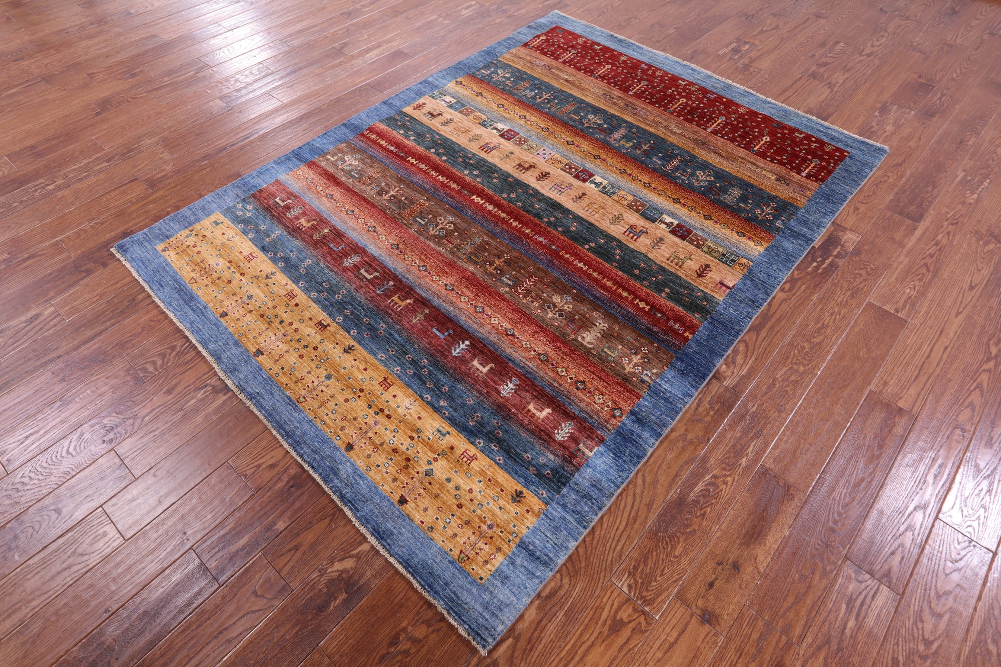 Tribal Persian Gabbeh Hand Knotted Wool Rug - 5' 9" X 7' 10" - Golden Nile