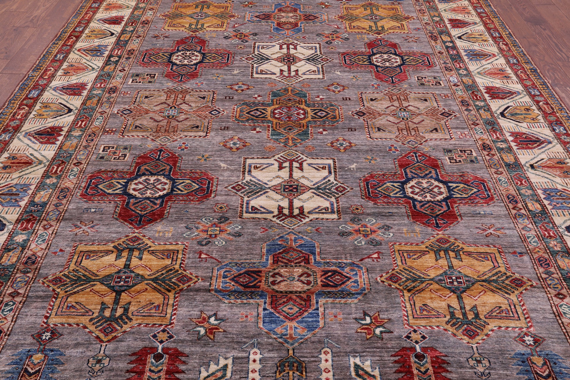 Super Kazak Handmade Wool Rug - 8' 5" X 11' 7" - Golden Nile