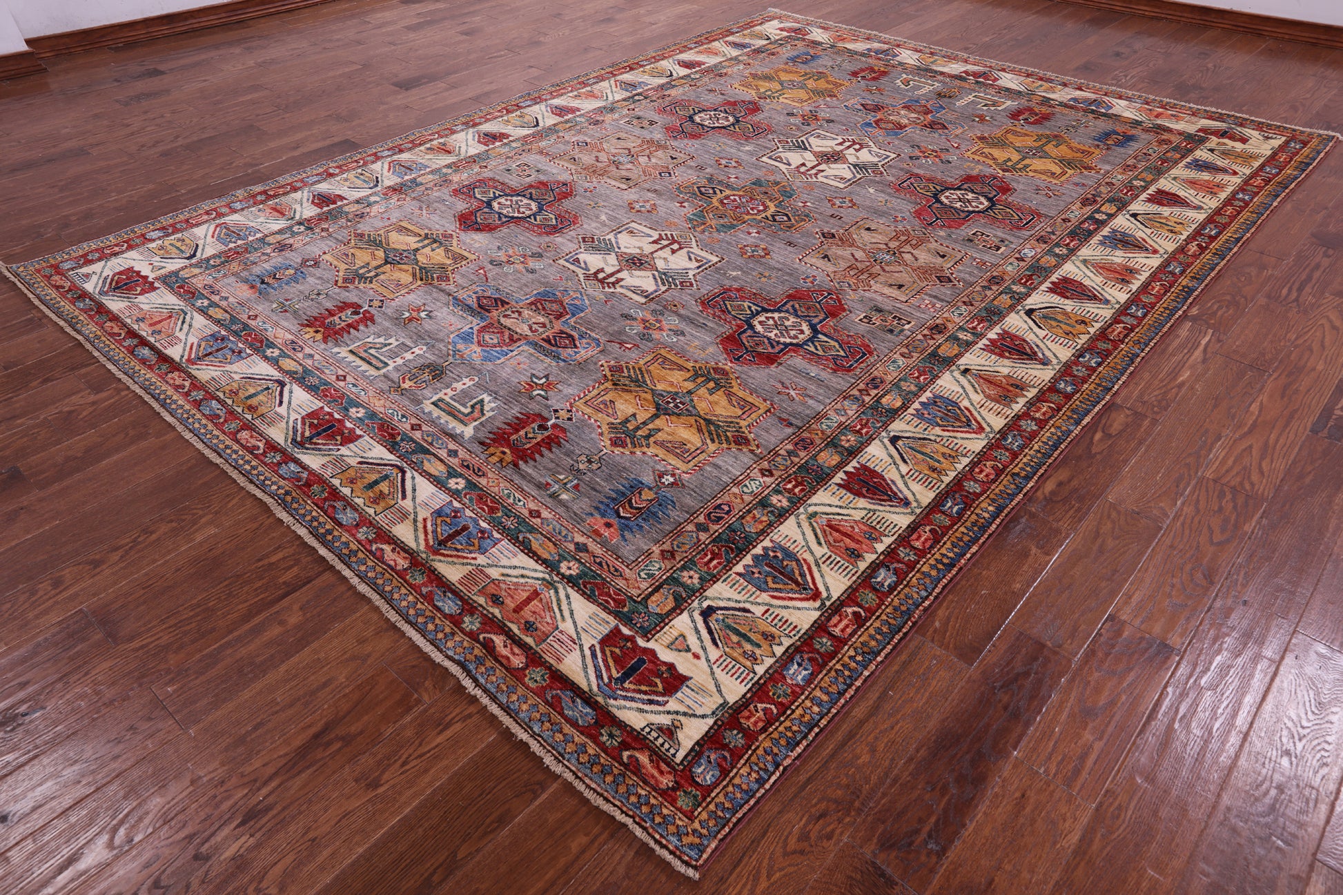 Super Kazak Handmade Wool Rug - 8' 5" X 11' 7" - Golden Nile